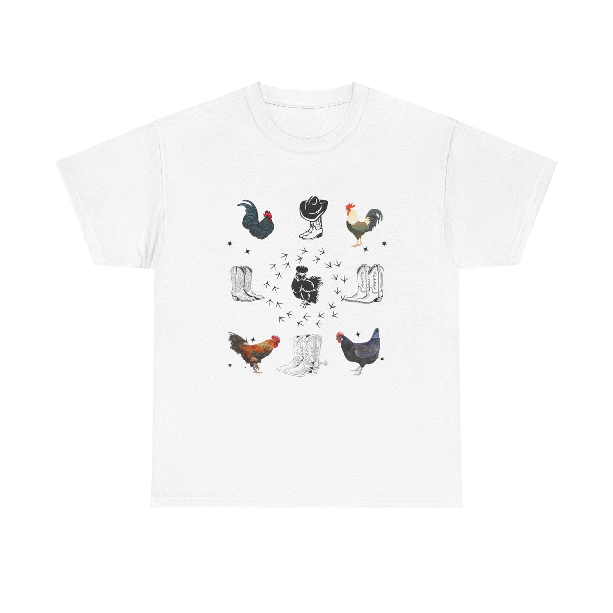 Farmhouse Chic Unisex Heavy Cotton Tee, Perfect for Chicken Lovers, Gift for Farmers, Vintage Style Tee, Casual Everyday Wear