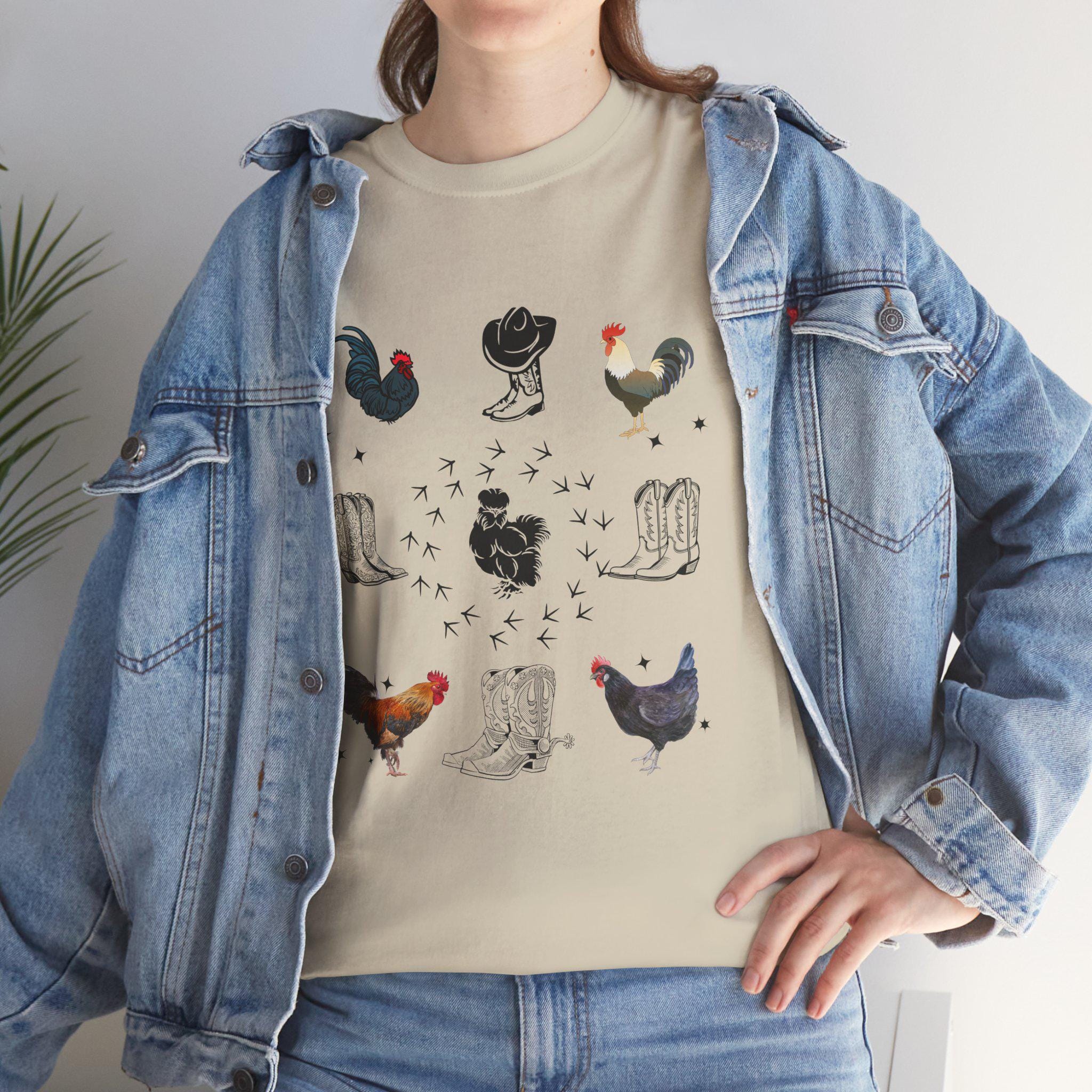 Farmhouse Chic Unisex Heavy Cotton Tee, Perfect for Chicken Lovers, Gift for Farmers, Vintage Style Tee, Casual Everyday Wear