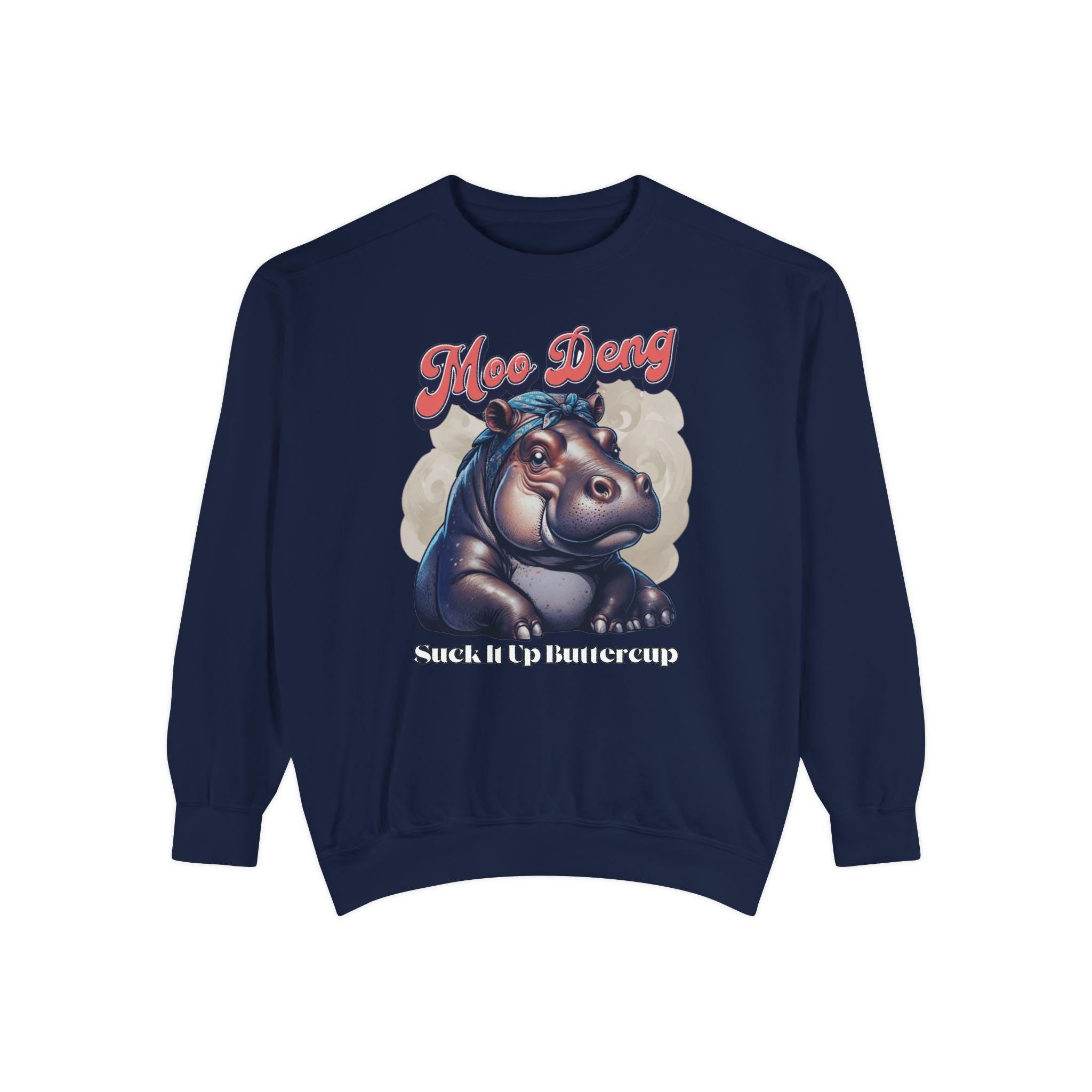 Trendy Moo Deng Sweatshirt - Unique Hippo Graphic - Casual Street Style