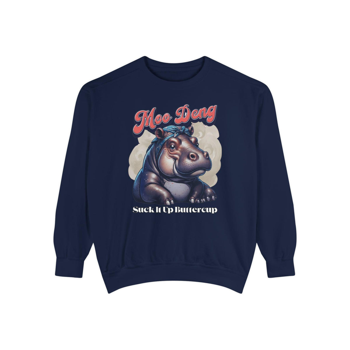Trendy Moo Deng Sweatshirt - Unique Hippo Graphic - Casual Street Style