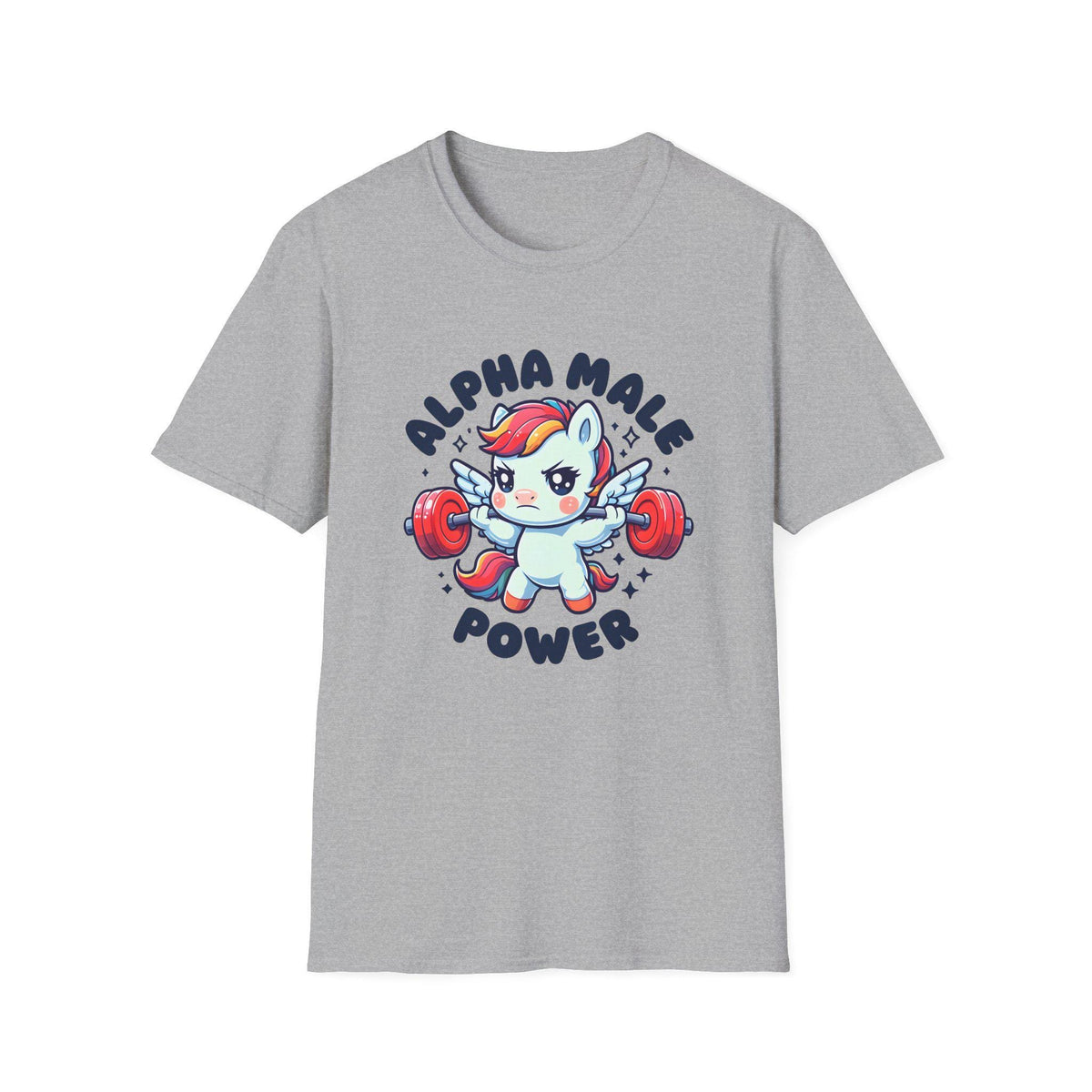 Ironic Alpha Male Unicorn T-Shirt - Funny Graphic Tee - Vintage Rainbow Design - Unisex Casual Wear