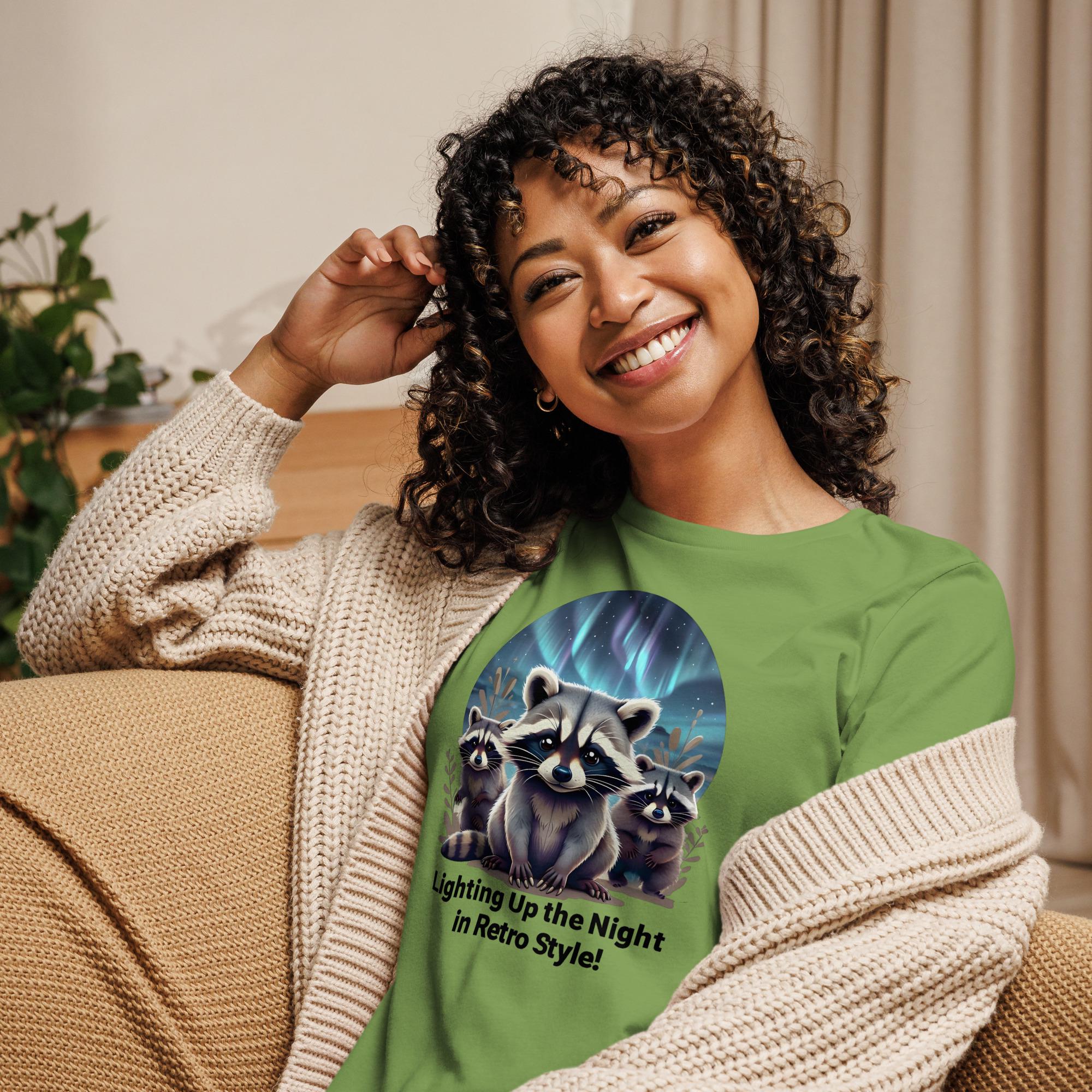 Retro Raccoon Northern Lights Shirt - Three Raccoons Graphic Tee - Raccoon Lovers Crewneck - Funny Raccoon Gift