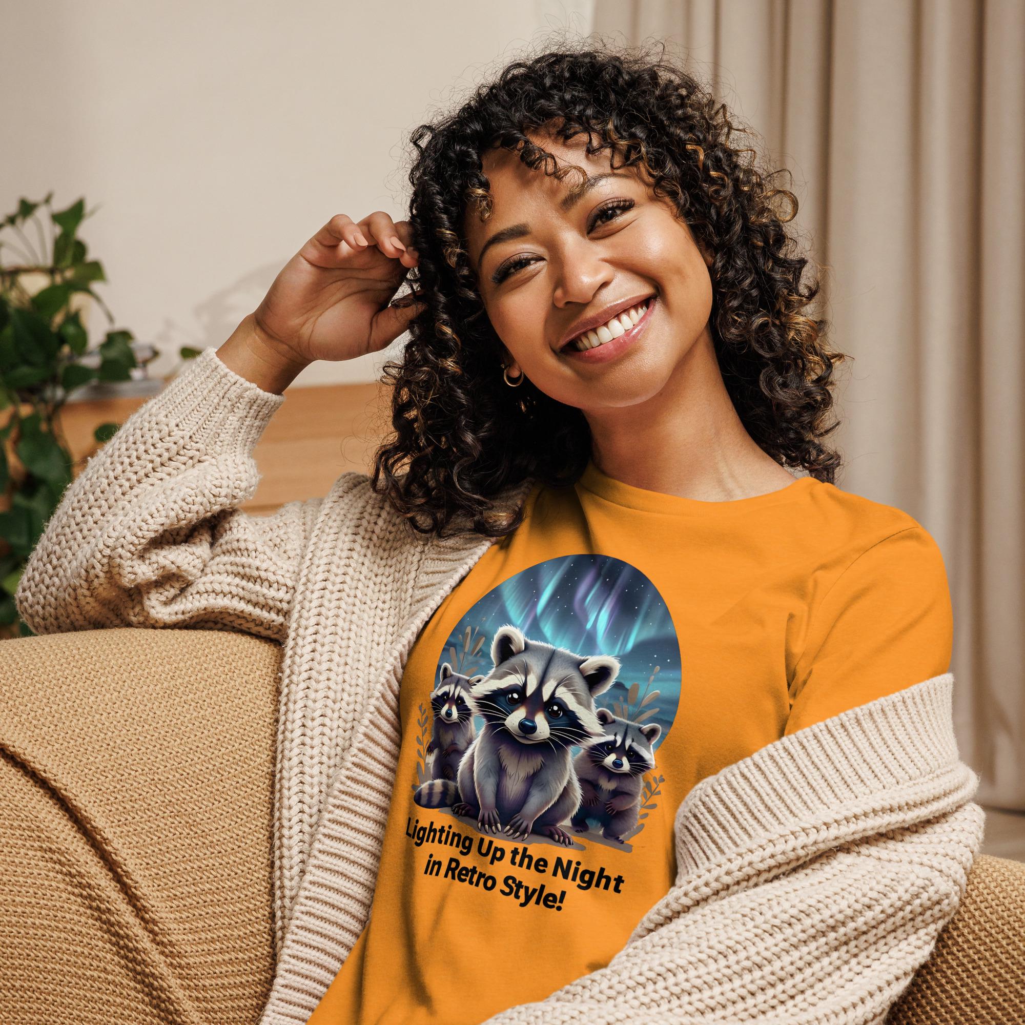 Retro Raccoon Northern Lights Shirt - Three Raccoons Graphic Tee - Raccoon Lovers Crewneck - Funny Raccoon Gift