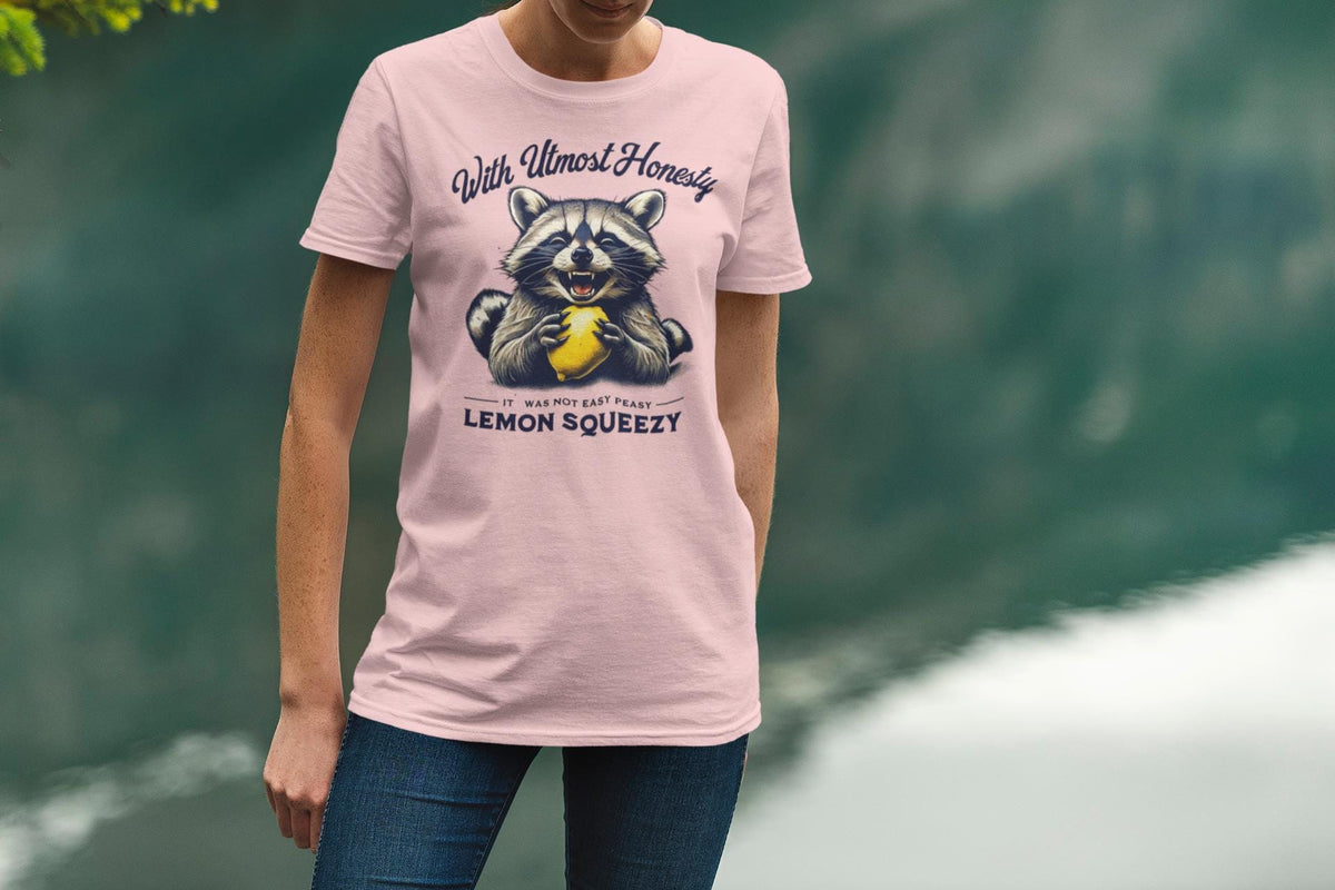 Cute and Funny Raccoon T-Shirt - It Was Not Easy Peasy Lemon Squeezy