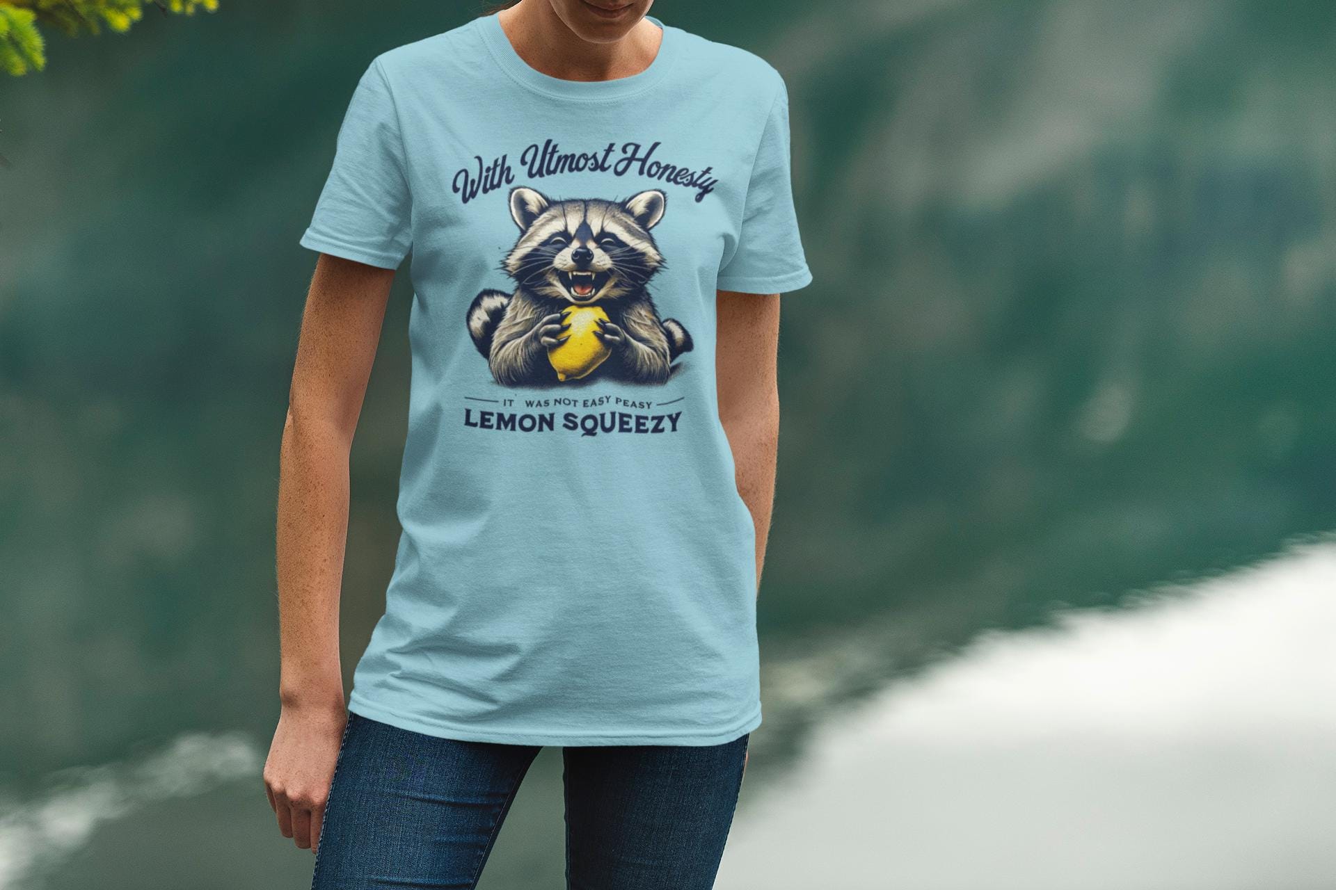 Cute and Funny Raccoon T-Shirt - It Was Not Easy Peasy Lemon Squeezy