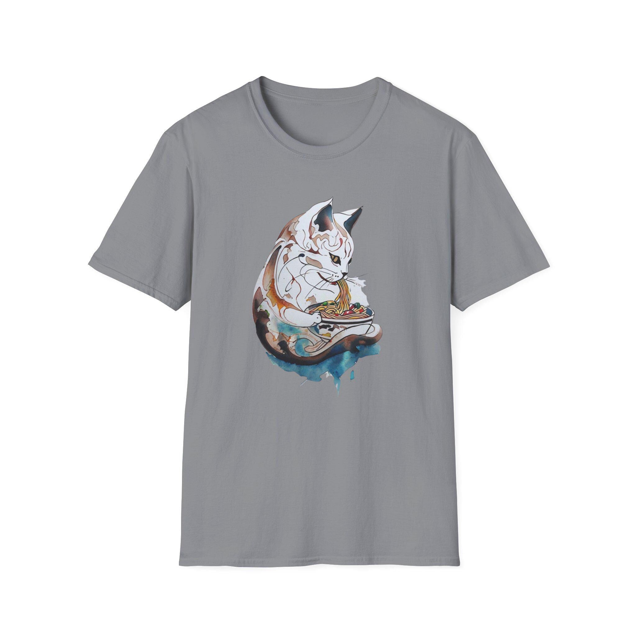 Ramen Cat T-Shirt - Cute Cat Tee - Funny Noodle Shirt - Gift for Cat Lovers