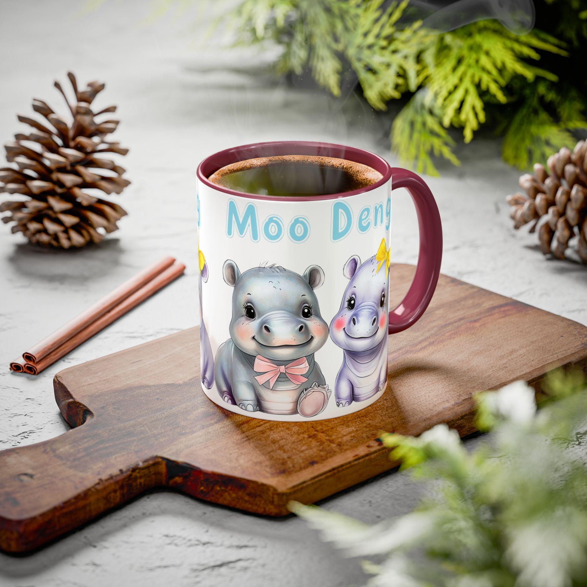 Moo Deng Baby Hippo Mug - Trendy Gift for Her - Cute Animal Lover Mug - Unique Coffee Cup