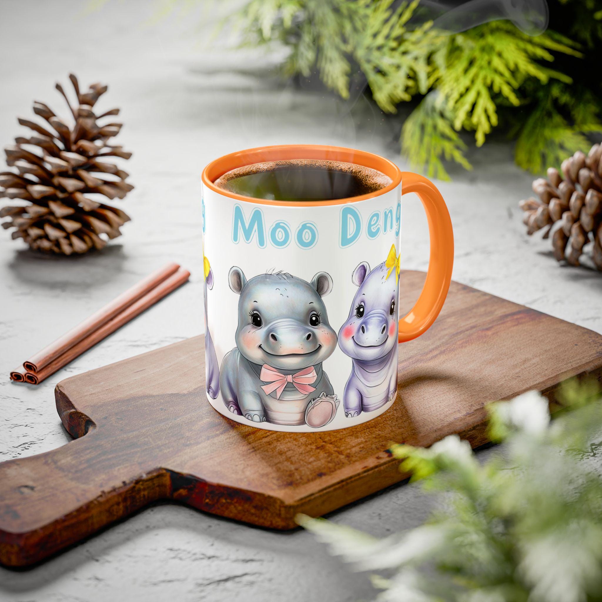 Moo Deng Baby Hippo Mug - Trendy Gift for Her - Cute Animal Lover Mug - Unique Coffee Cup