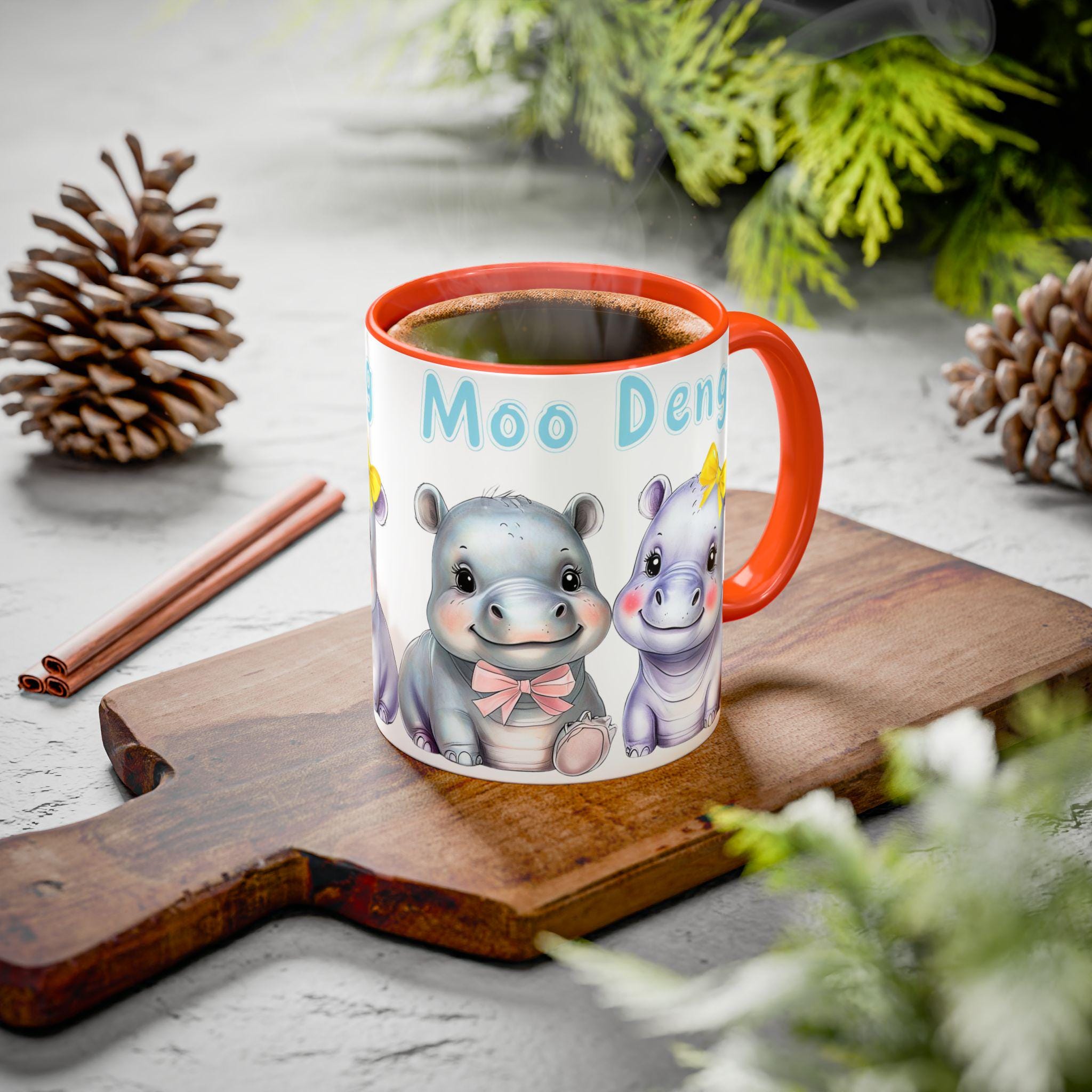 Moo Deng Baby Hippo Mug - Trendy Gift for Her - Cute Animal Lover Mug - Unique Coffee Cup