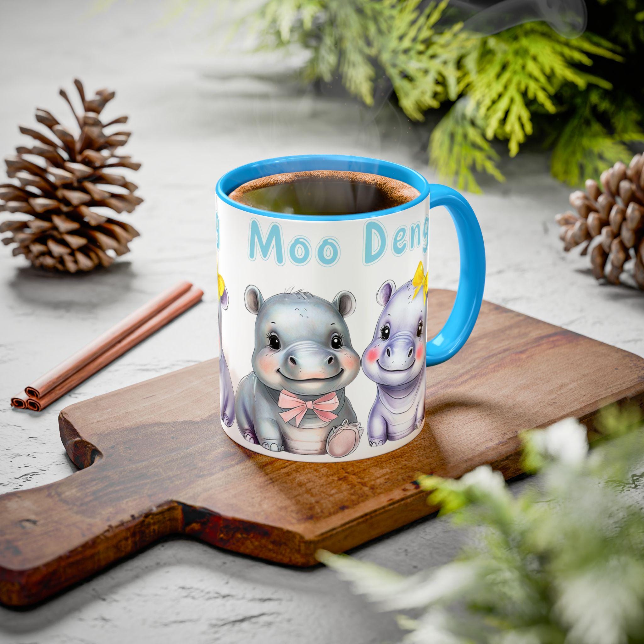 Moo Deng Baby Hippo Mug - Trendy Gift for Her - Cute Animal Lover Mug - Unique Coffee Cup