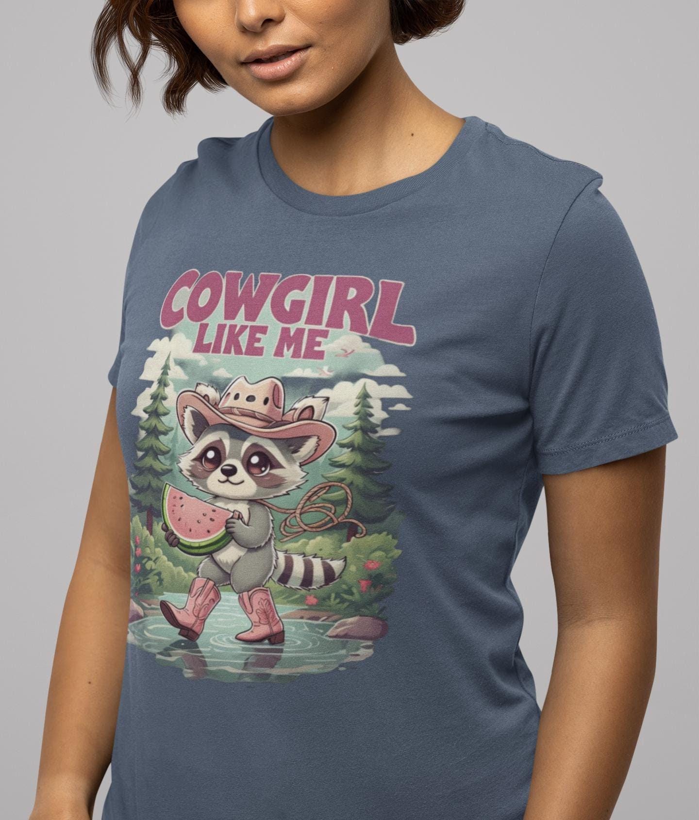 Cowgirl Like Me - Vintage Cowgirl T-Shirt - Retro Racoon Graphic Tee - Western Cowgirl