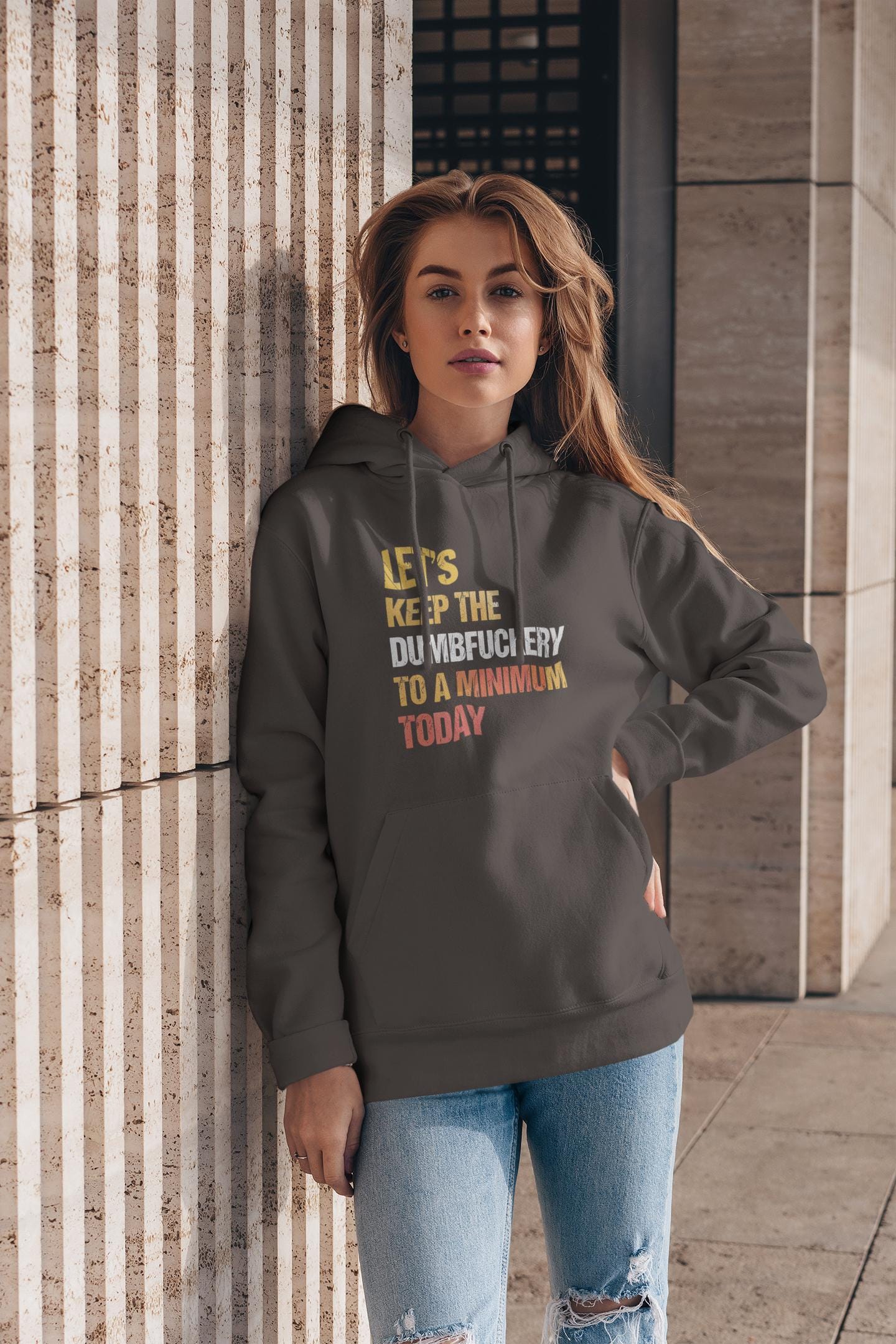 Let&#39;s Keep the Dumbfuckery to a Minimum Today Hoodie, Funny Bad Bitch Sweatshirt, Mom Life Hoodie