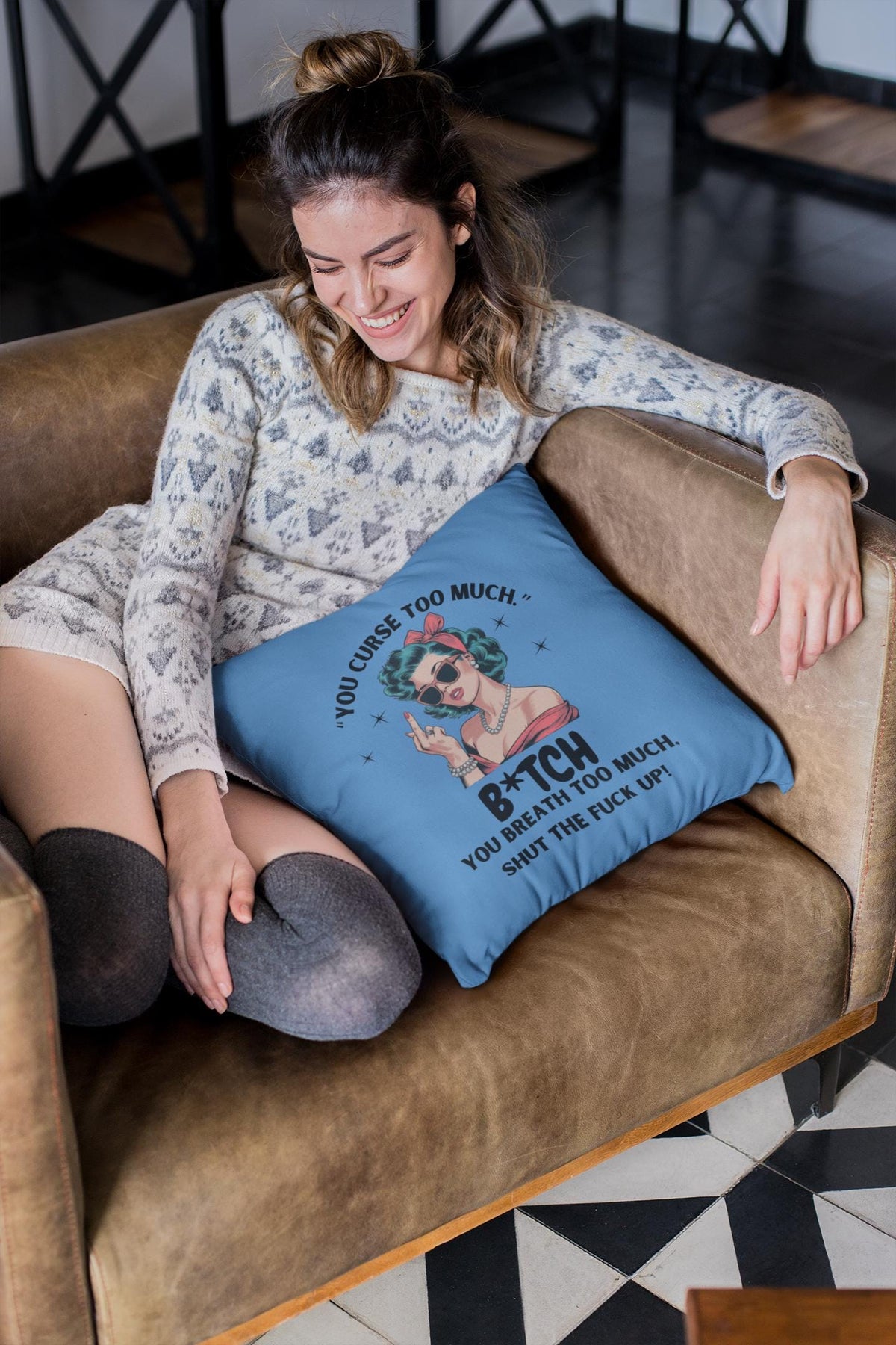 Sassy Retro Pillow for Home Decor, Funny Sarcastic Humor Throw Cushion,  Adult Decor