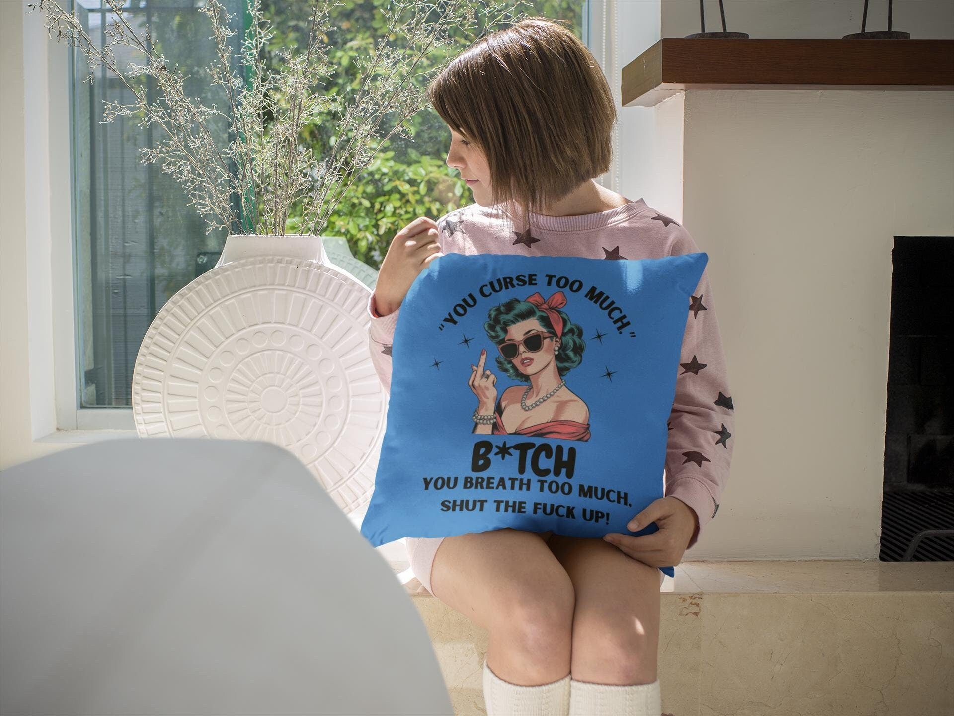 Sassy Retro Pillow for Home Decor, Funny Sarcastic Humor Throw Cushion,  Adult Decor
