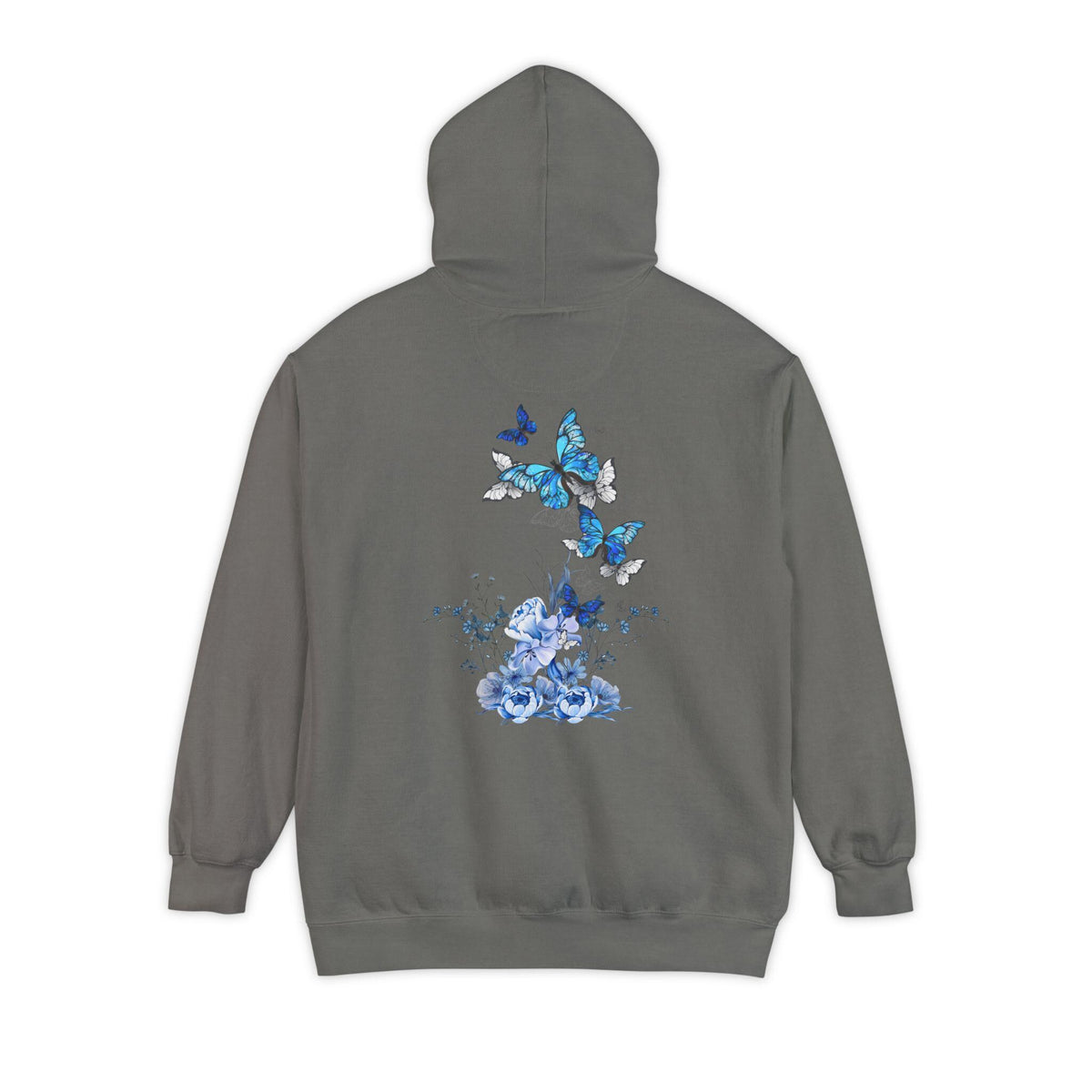 Navy Blue Butterfly Wildflower Hoodie - Aesthetic Flower Design - Cozy and Stylish - Perfect for Nature Lovers