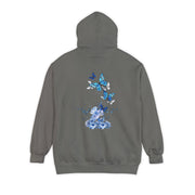 Navy Blue Butterfly Wildflower Hoodie - Aesthetic Flower Design - Cozy and Stylish - Perfect for Nature Lovers