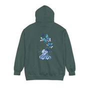 Navy Blue Butterfly Wildflower Hoodie - Aesthetic Flower Design - Cozy and Stylish - Perfect for Nature Lovers