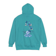 Navy Blue Butterfly Wildflower Hoodie - Aesthetic Flower Design - Cozy and Stylish - Perfect for Nature Lovers