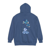 Navy Blue Butterfly Wildflower Hoodie - Aesthetic Flower Design - Cozy and Stylish - Perfect for Nature Lovers