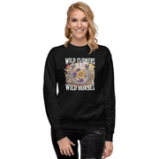 Rustic Chic Wild Flowers and Wild Horses Sweater -  Nature Lover Gift