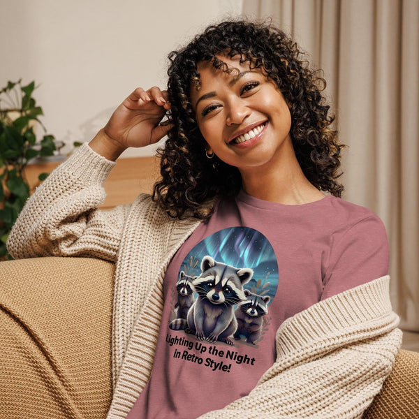 Retro Raccoon Northern Lights Shirt - Three Raccoons Graphic Tee - Raccoon Lovers Crewneck - Funny Raccoon Gift