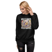 Rustic Chic Wild Flowers and Wild Horses Sweater -  Nature Lover Gift