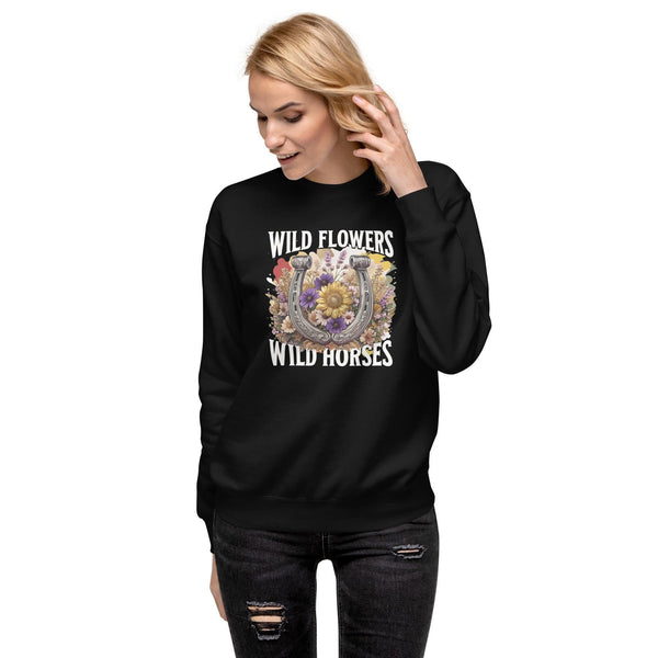 Rustic Chic Wild Flowers and Wild Horses Sweater -  Nature Lover Gift