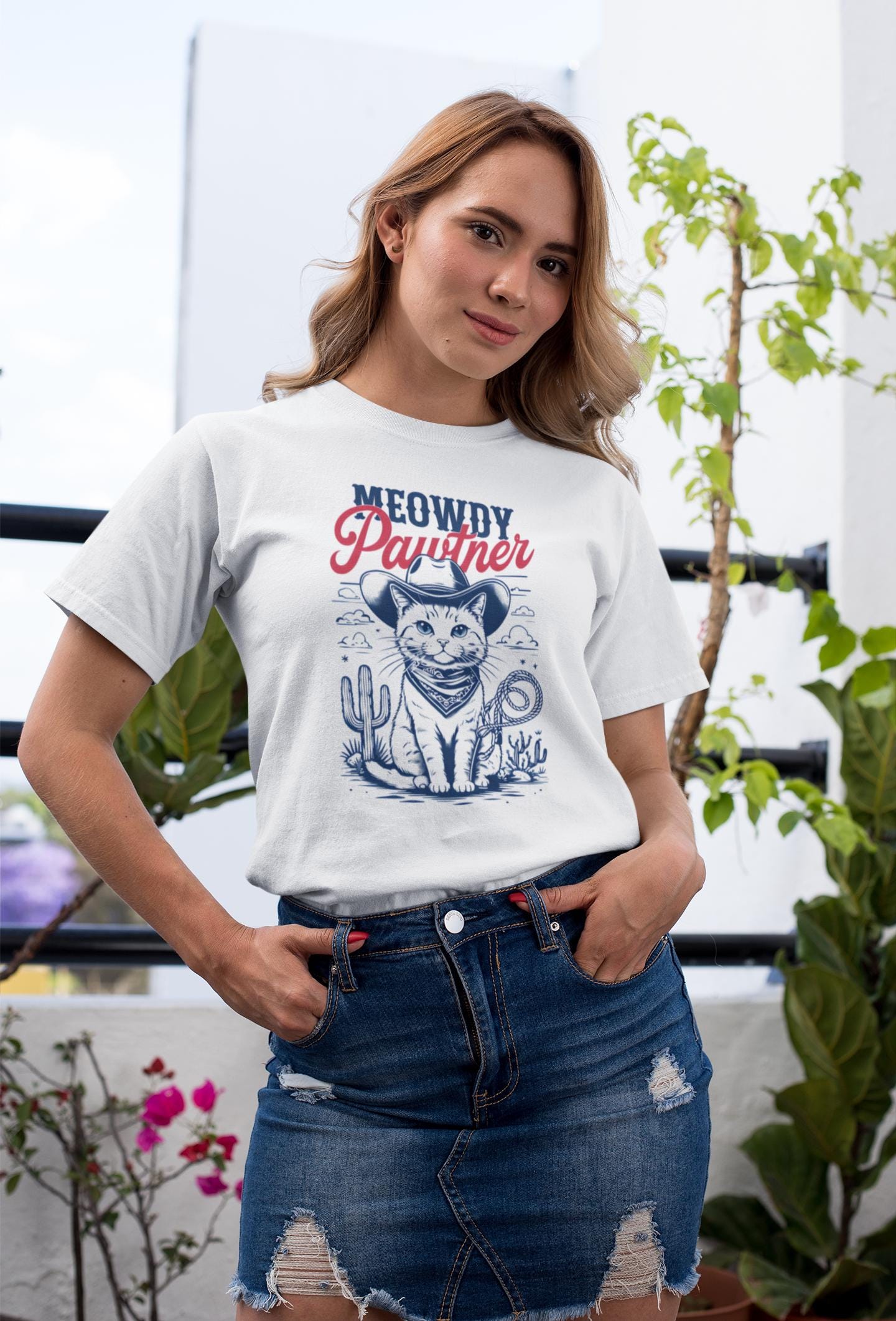 Meowdy Partner Cowboy Cat Shirt - Funny Vintage Western Tee - Cat Lover Gift - Unique Design