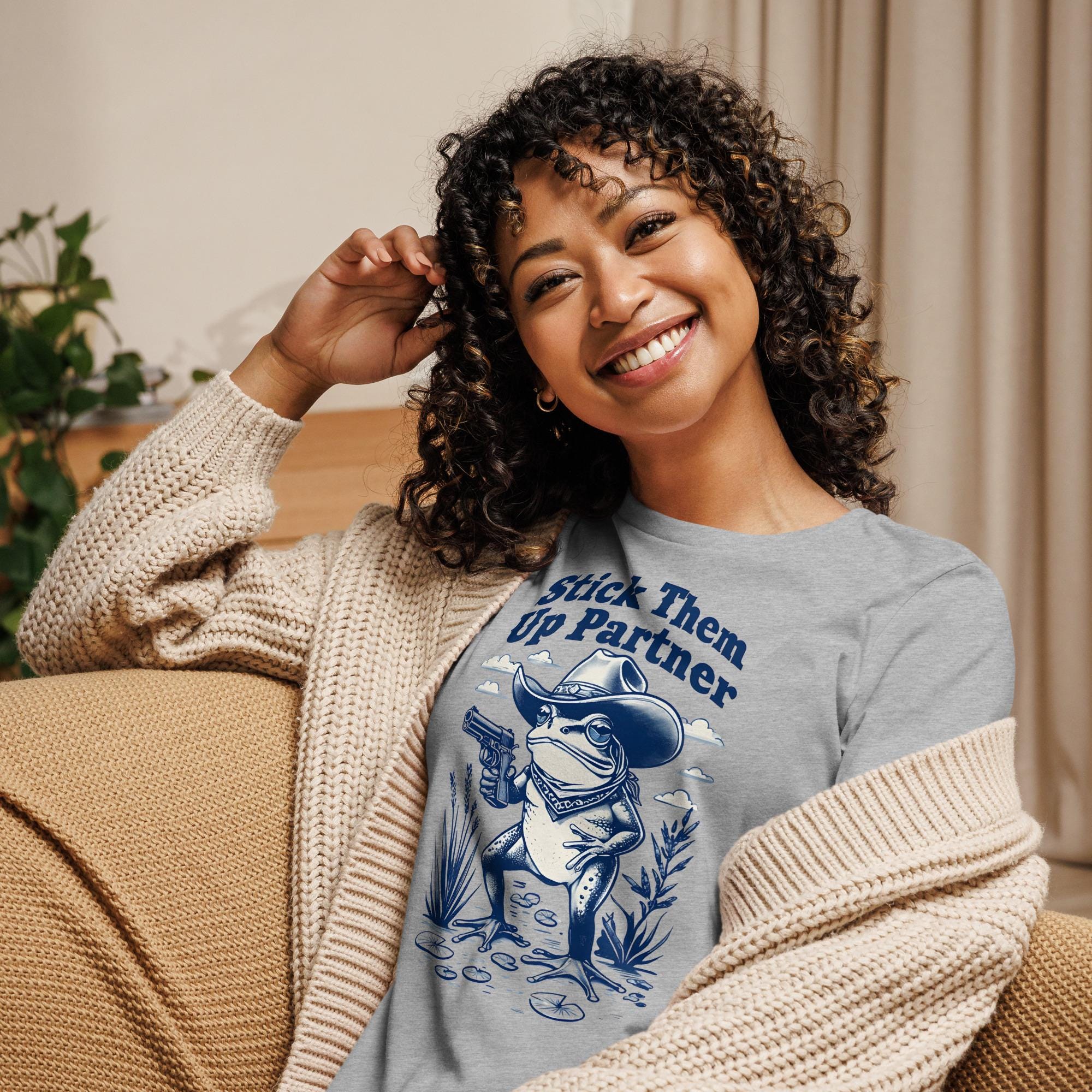 Wild West Frog Graphic Shirt - Fun Stick Them Up Partner Tee