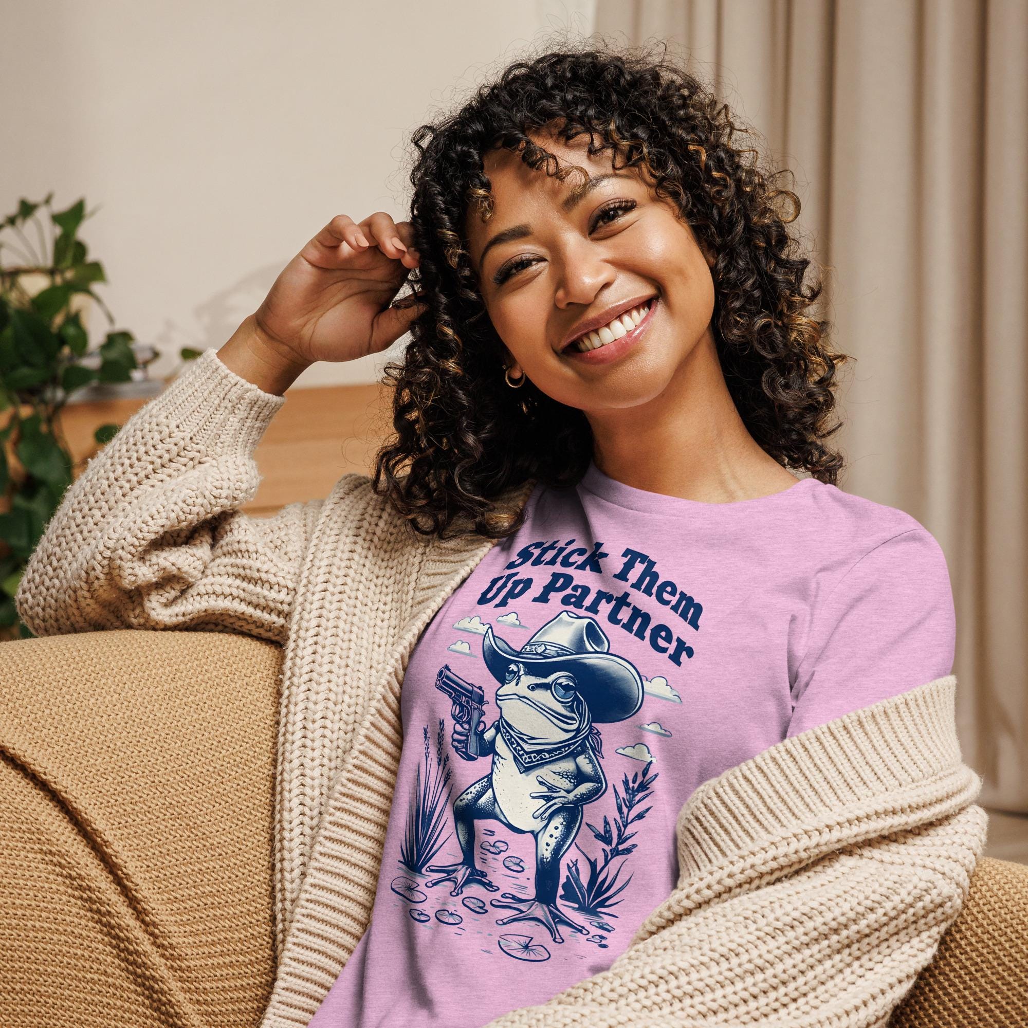 Wild West Frog Graphic Shirt - Fun Stick Them Up Partner Tee