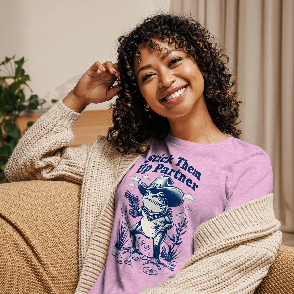 Wild West Frog Graphic Shirt - Fun Stick Them Up Partner Tee