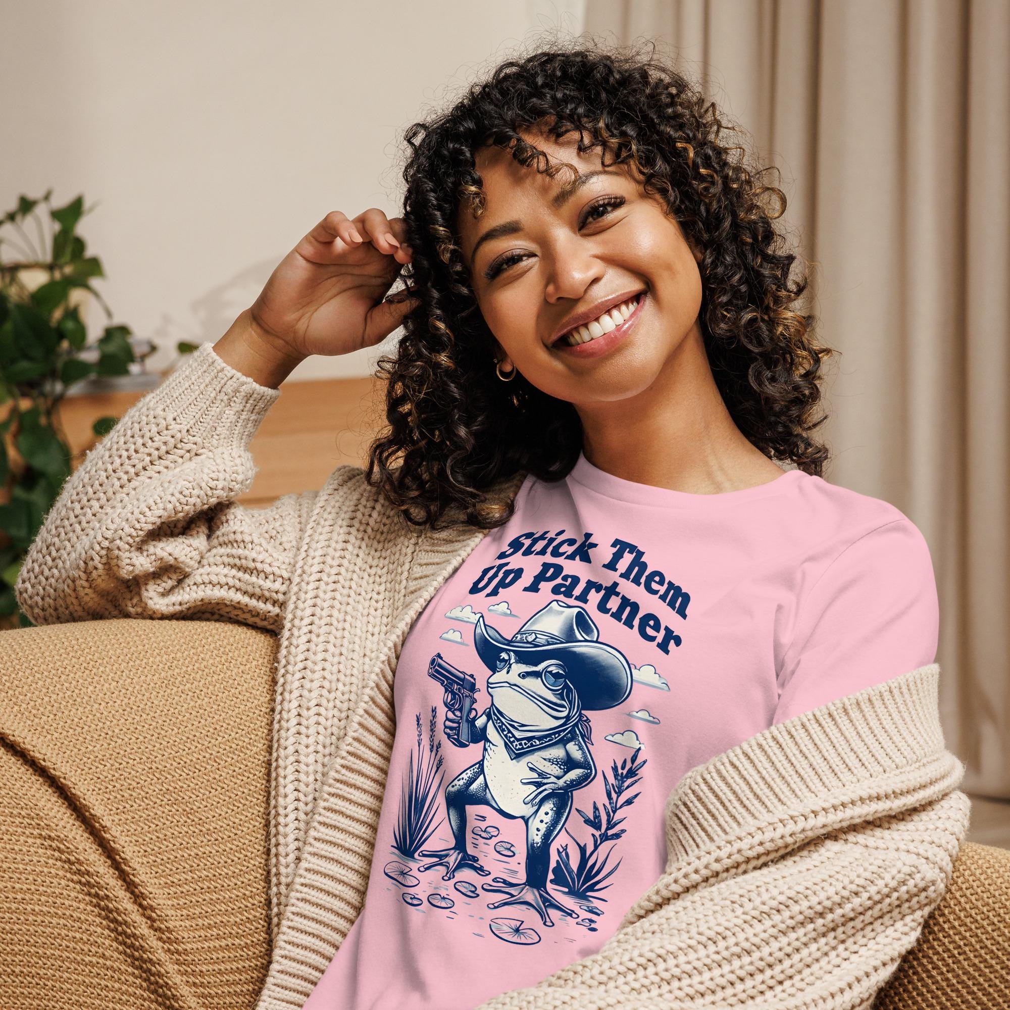 Wild West Frog Graphic Shirt - Fun Stick Them Up Partner Tee
