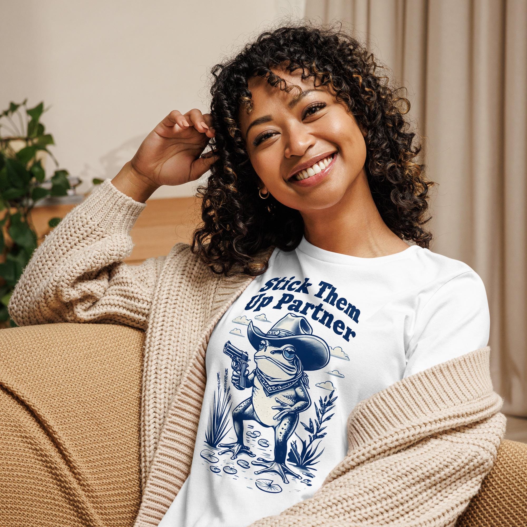 Wild West Frog Graphic Shirt - Fun Stick Them Up Partner Tee