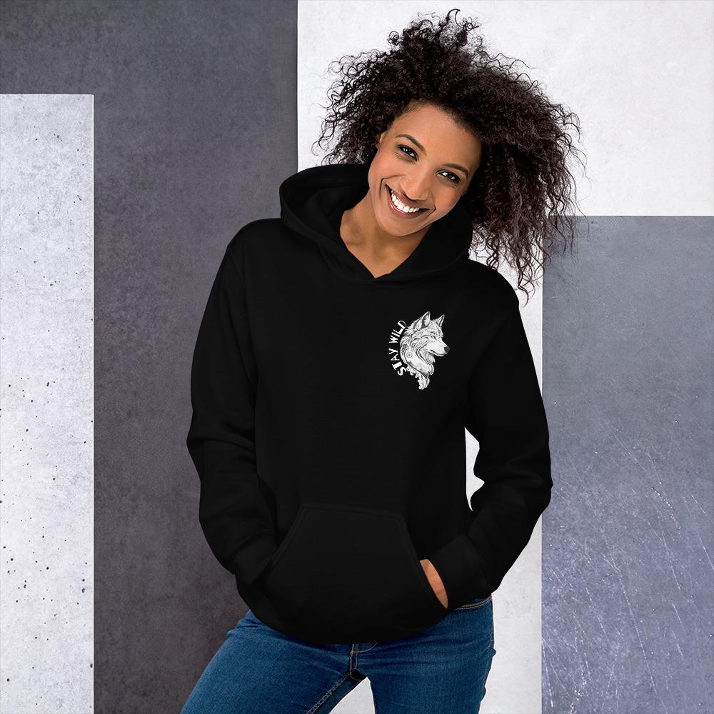Stay Wild Wolf Hoodie - Animal Lover Gift - Graphic Sweatshirt