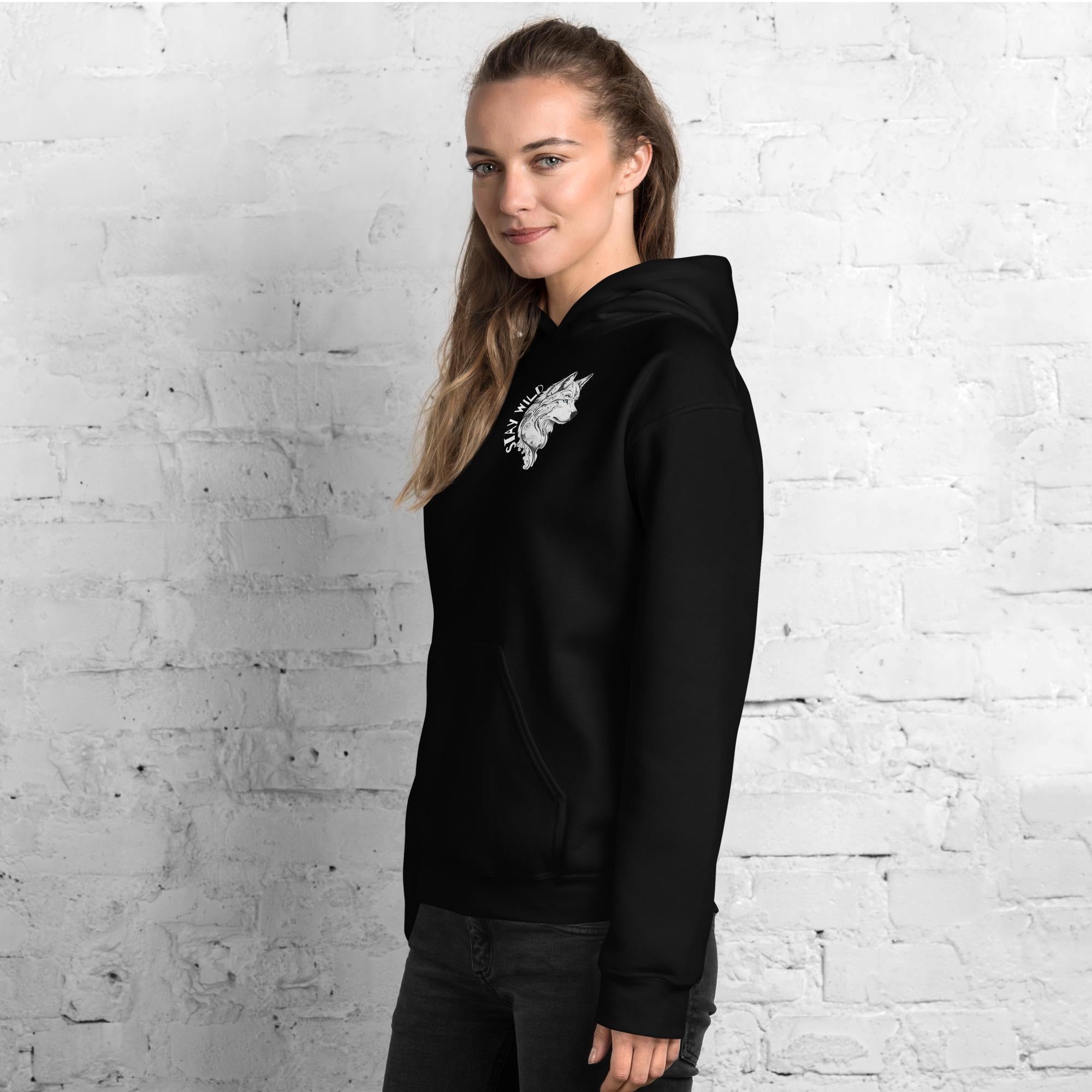 Stay Wild Wolf Hoodie - Animal Lover Gift - Graphic Sweatshirt
