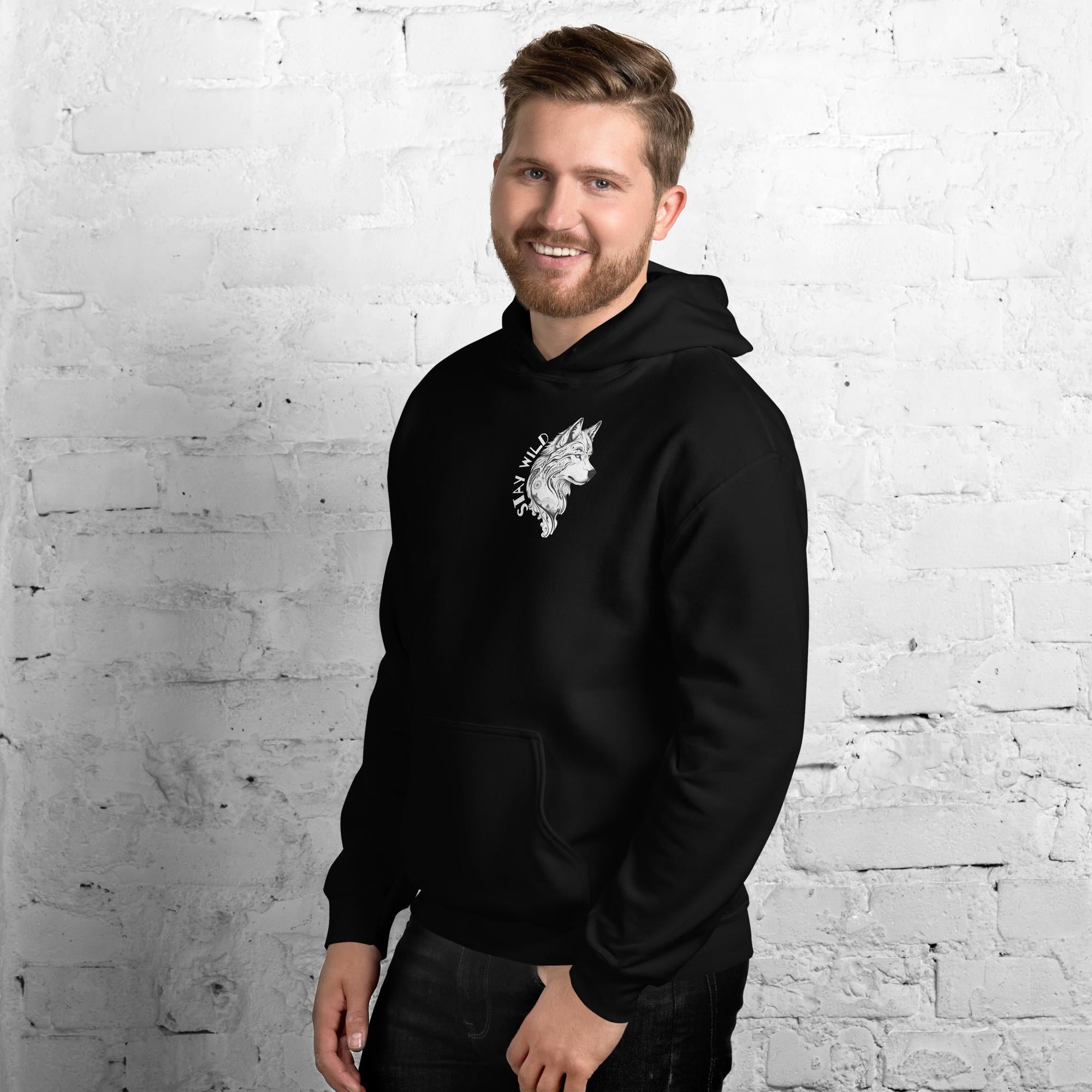 Stay Wild Wolf Hoodie - Animal Lover Gift - Graphic Sweatshirt