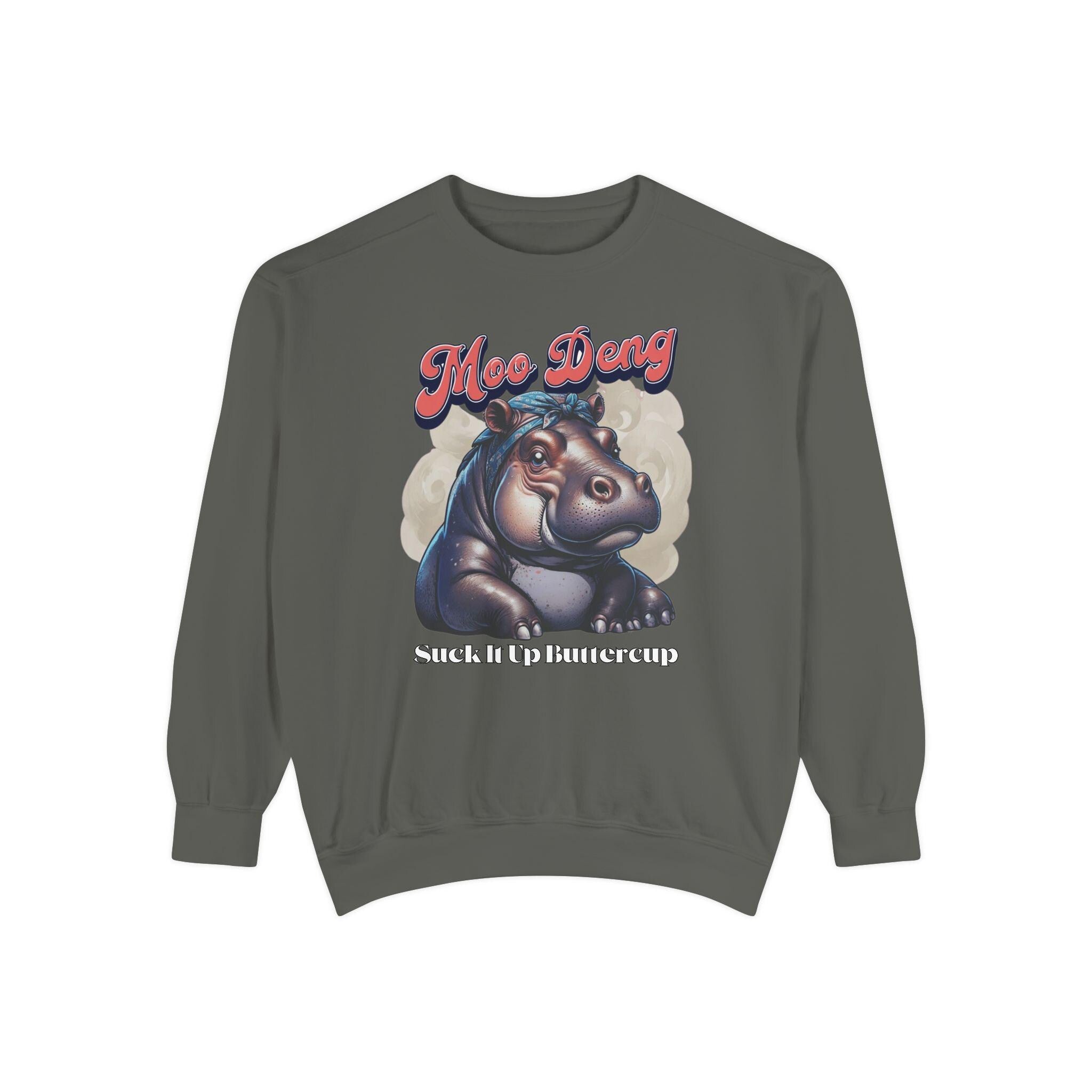 Trendy Moo Deng Sweatshirt - Unique Hippo Graphic - Casual Street Style