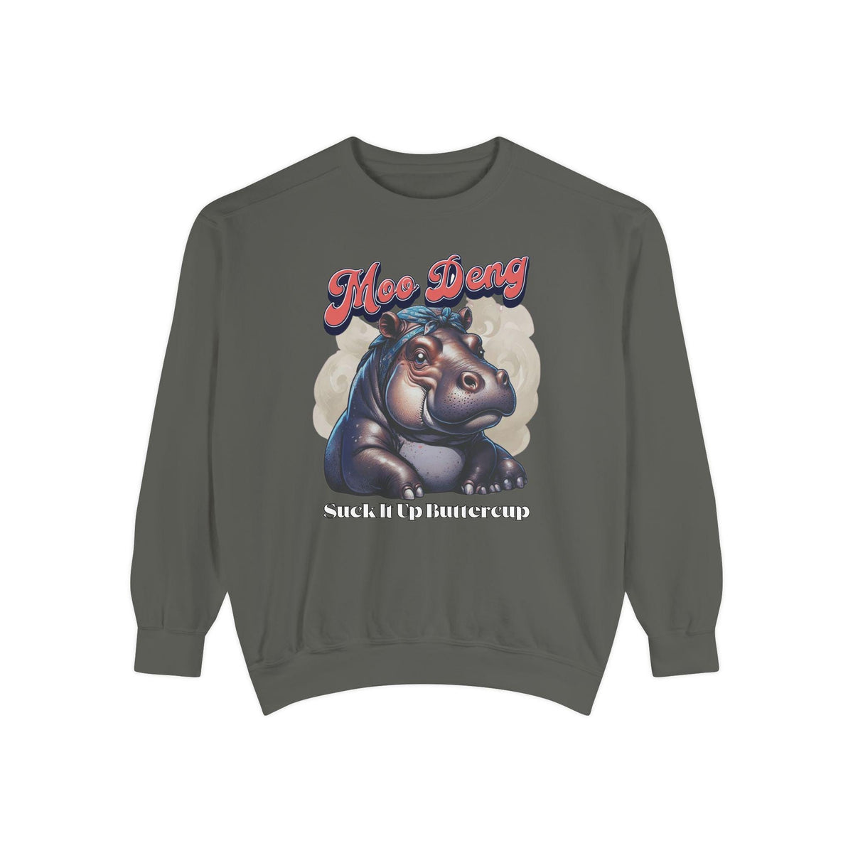Trendy Moo Deng Sweatshirt - Unique Hippo Graphic - Casual Street Style