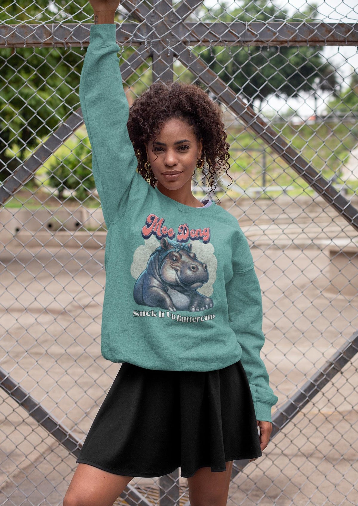 Trendy Moo Deng Sweatshirt - Unique Hippo Graphic - Casual Street Style