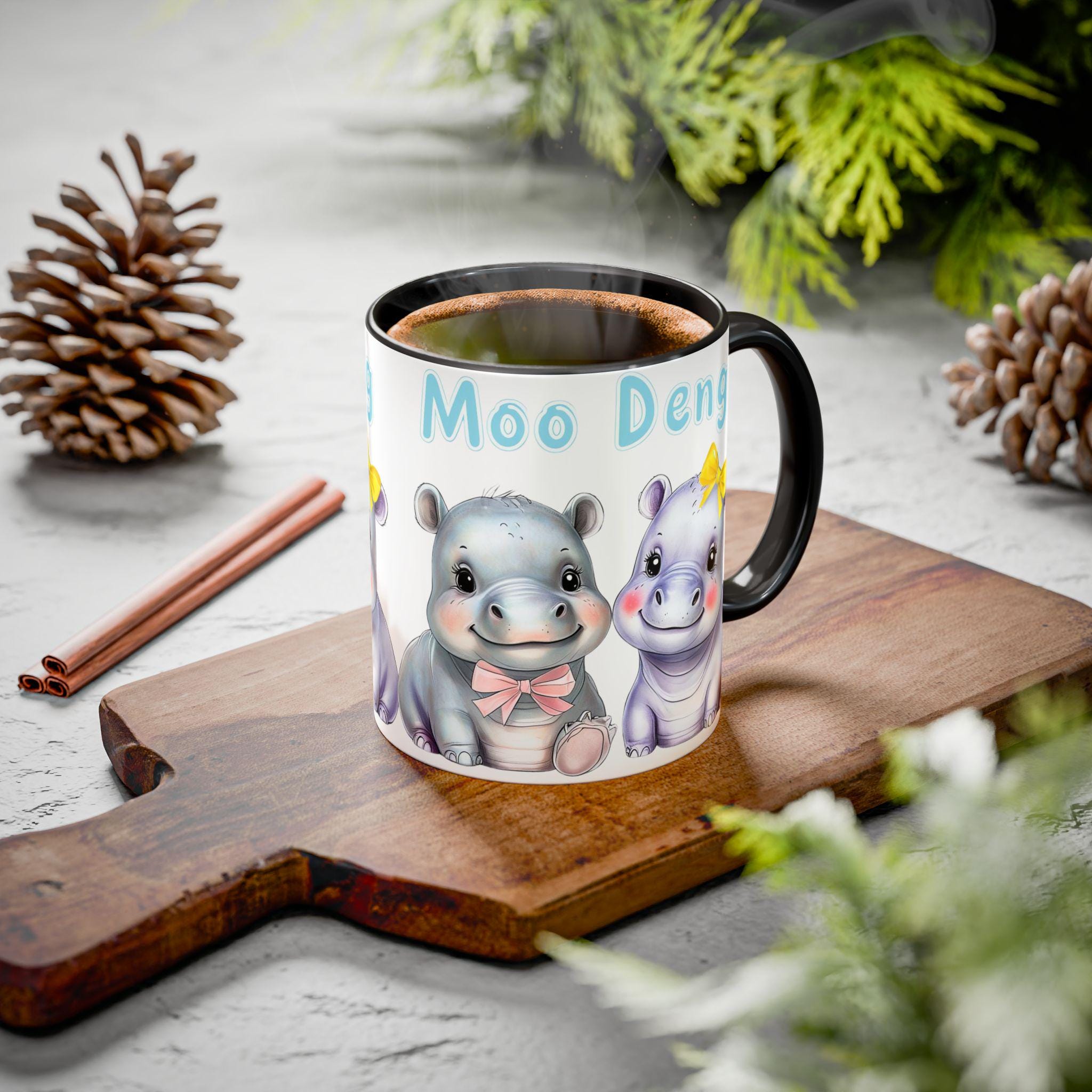 Moo Deng Baby Hippo Mug - Trendy Gift for Her - Cute Animal Lover Mug - Unique Coffee Cup