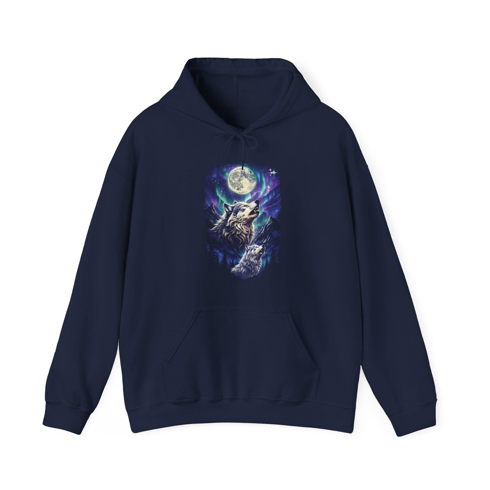 Northern Lights Wolf Hoodie Wolf Lover Sweater