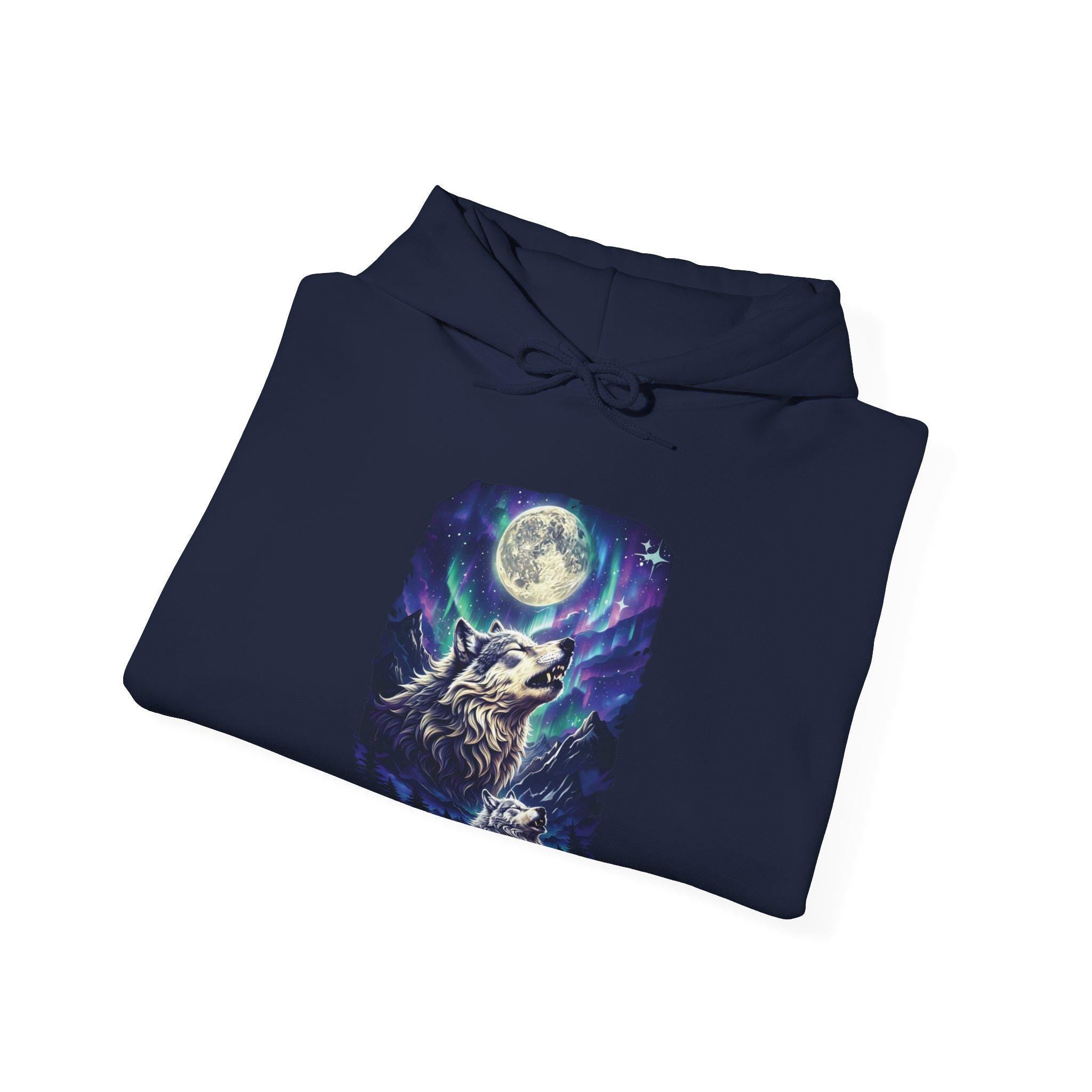 Northern Lights Wolf Hoodie Wolf Lover Sweater