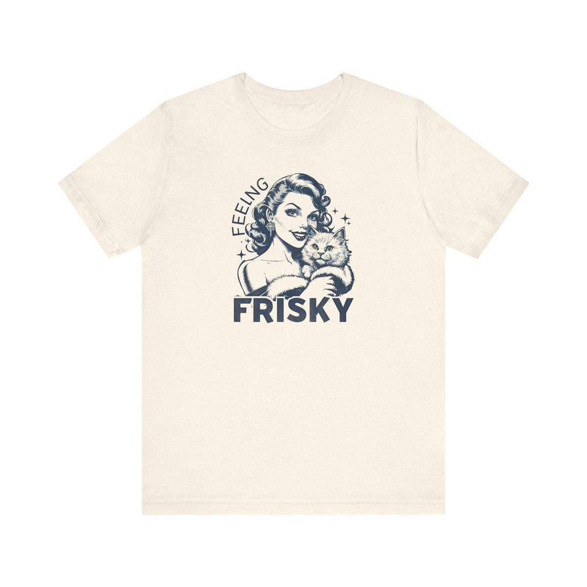 Feeling Frisky Cat Lover Tee, Cute Cat Shirt, Vintage Style Unisex Tee, Pet Lover Gift, Fun Graphic T-Shirt