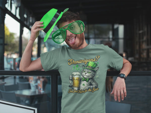 St. Patty's Day - Shenanigans Cat Design - Lucky Sublimination Irish T'Shirt - Pub Crawl Tee -