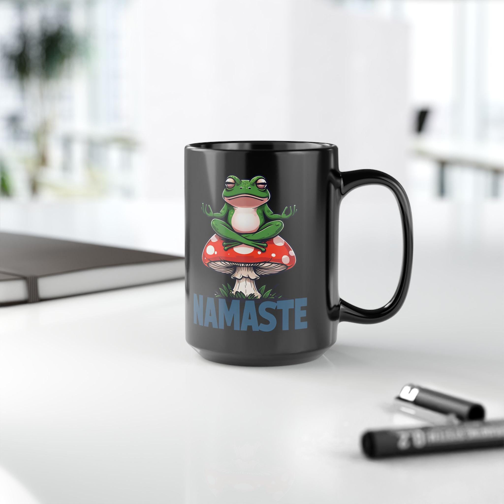 Namaste Frog Mug, Perfect for Yoga Lovers, Eco-Friendly Gift, Coffee or Tea Mug, Relaxation Vibes
