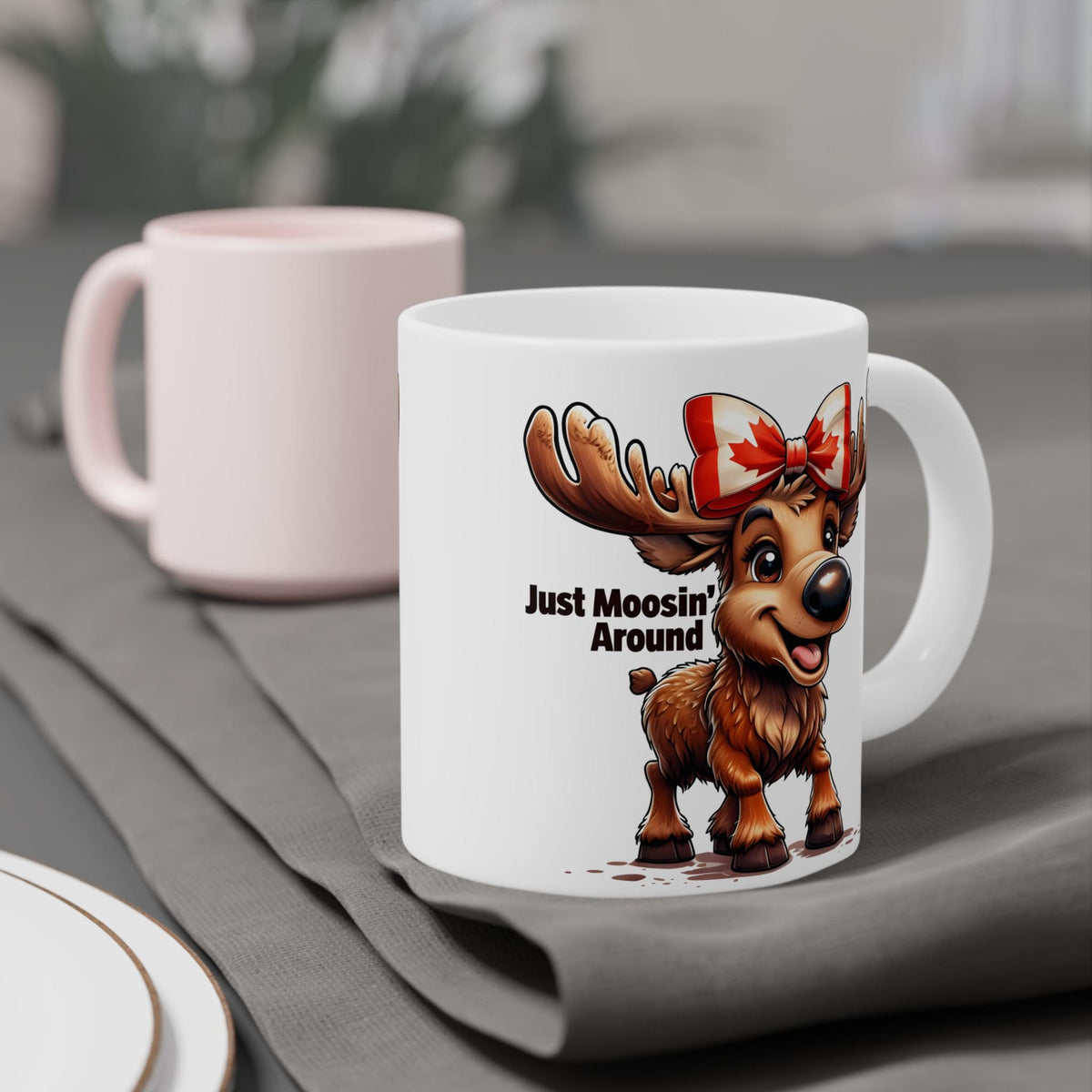 Moosin' Around Canada Mug - Fun Wildlife Gift - Cute Moose Mug - Perfect for Coffee Lovers