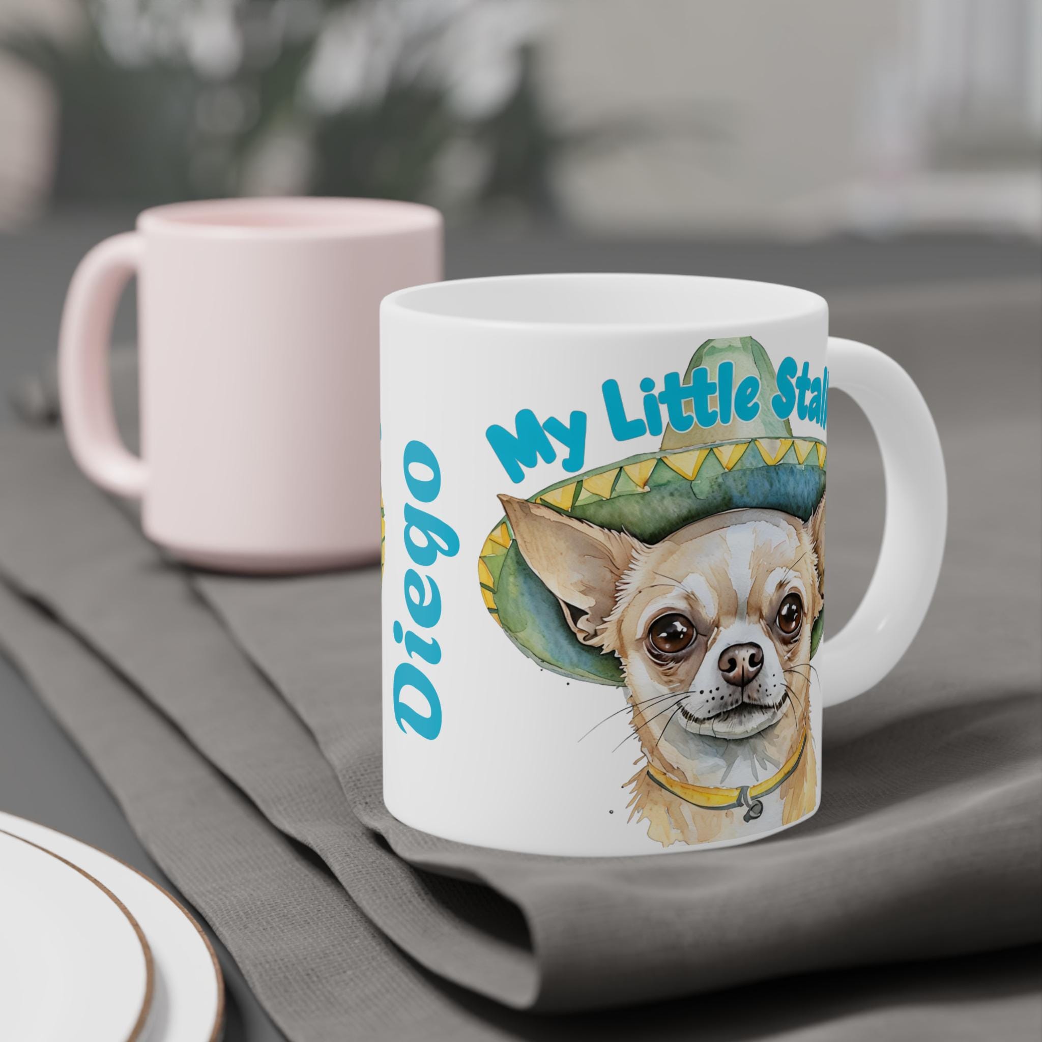 Cute Chihuahua Ceramic Mug - My Little Stalker, Dog Lover Gift, Pet Owner Coffee Cup, Funny Chihuahua Mug, Animal Lover Drinkware