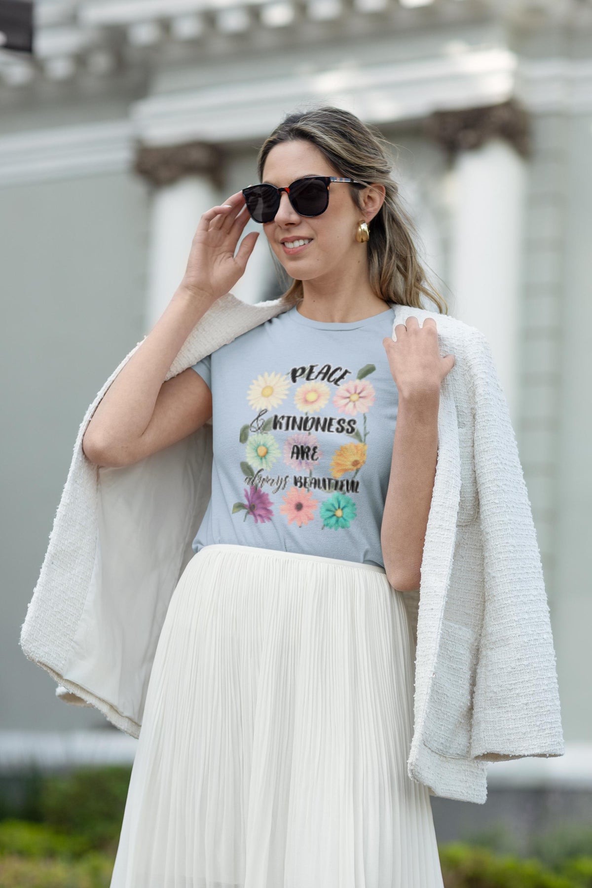 Vintage Flower Design,  Peace and Kindness Shirt, Good Vibes T-Shirt, Motivational Tee, Positive Energy Apparel, Gift for Her
