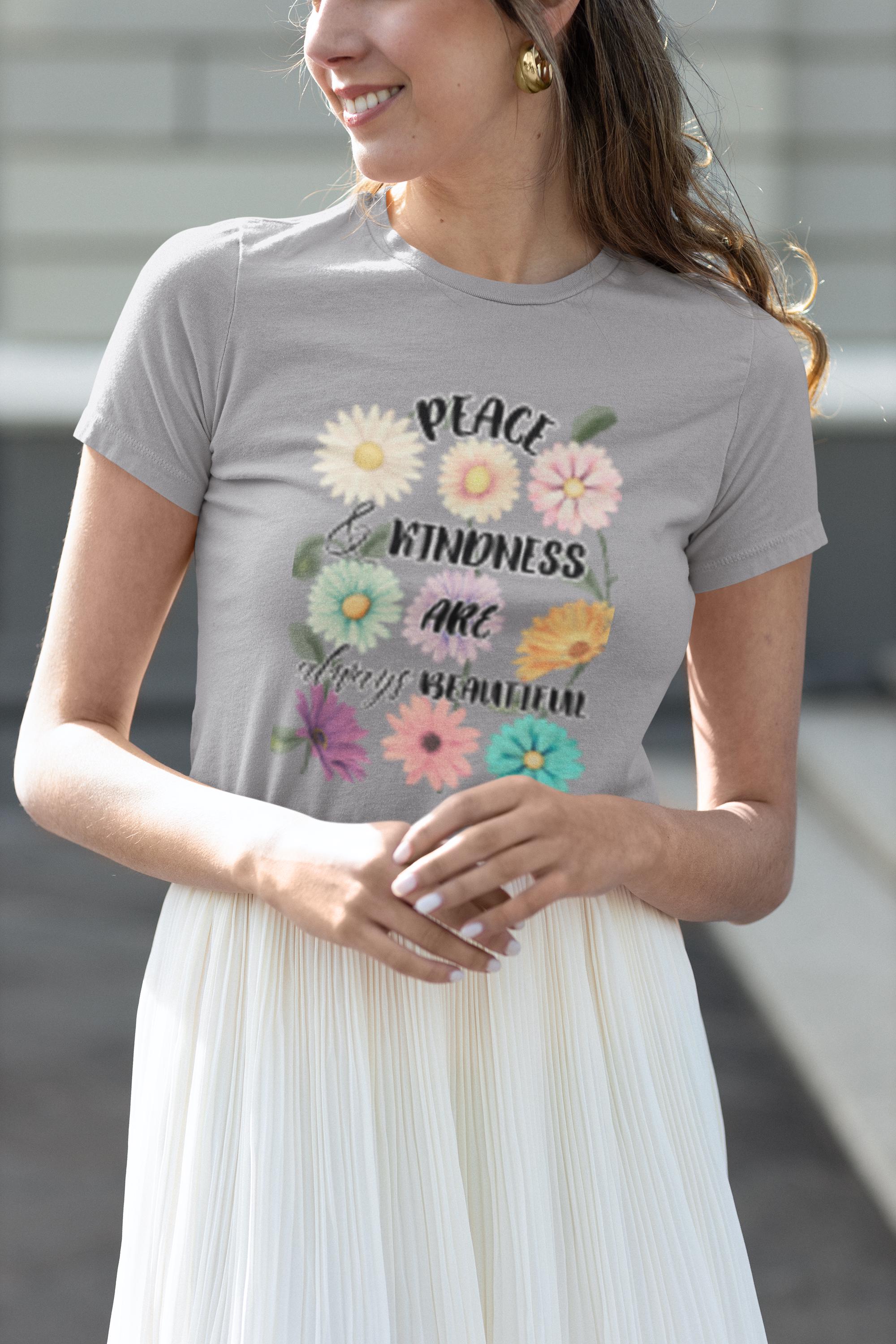 Vintage Flower Design,  Peace and Kindness Shirt, Good Vibes T-Shirt, Motivational Tee, Positive Energy Apparel, Gift for Her