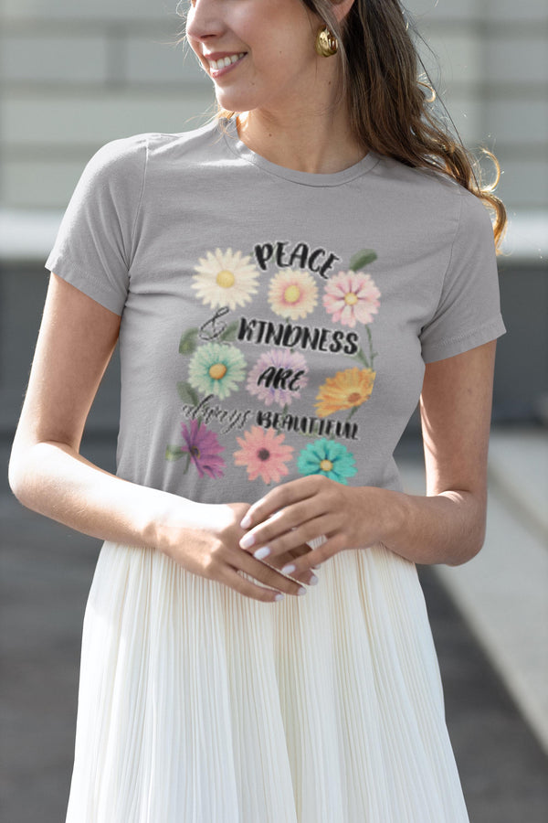 Vintage Flower Design,  Peace and Kindness Shirt, Good Vibes T-Shirt, Motivational Tee, Positive Energy Apparel, Gift for Her